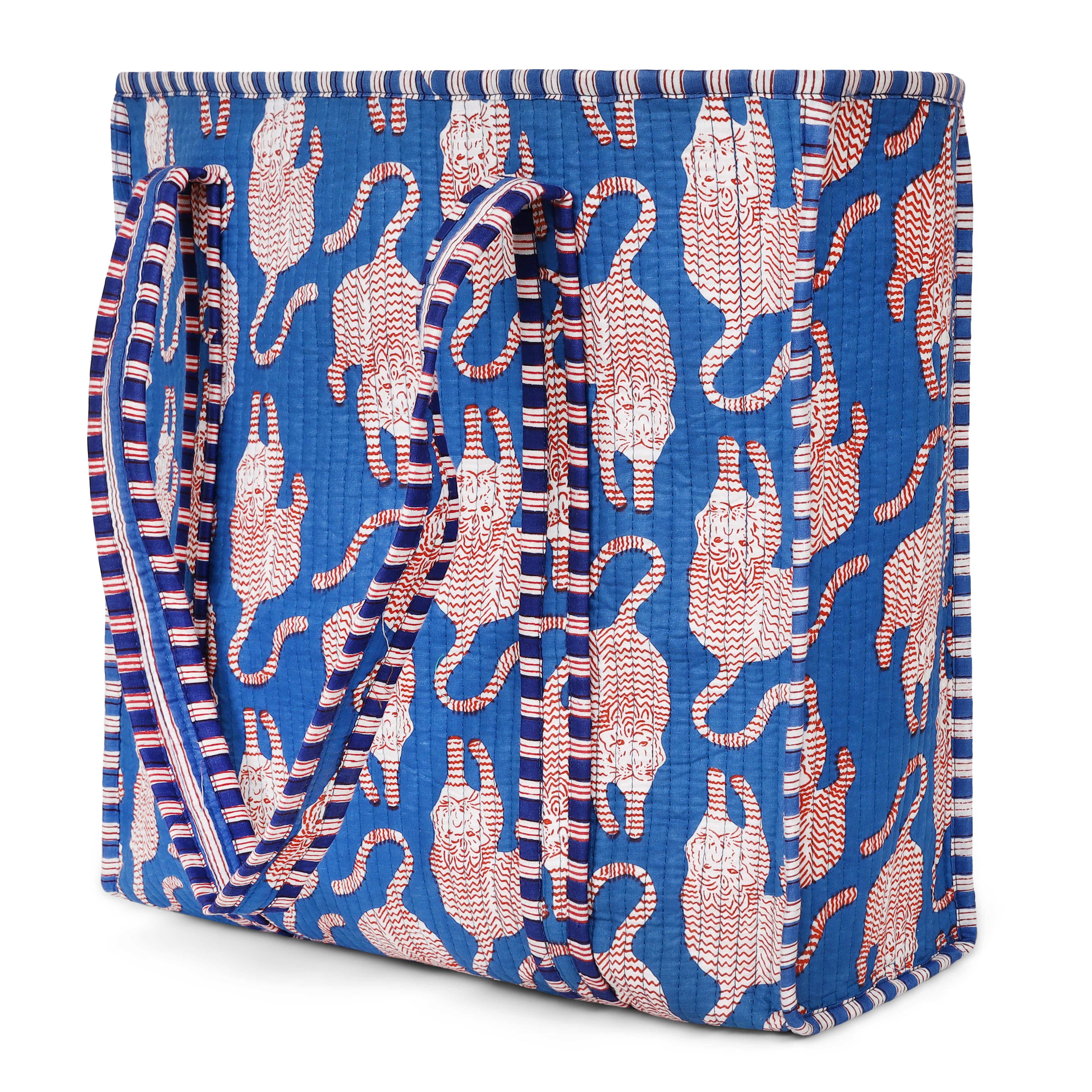The Mouse Tiger Tote — handmade hand block printed cotton tote bag, ethically made in Rajasthan, India