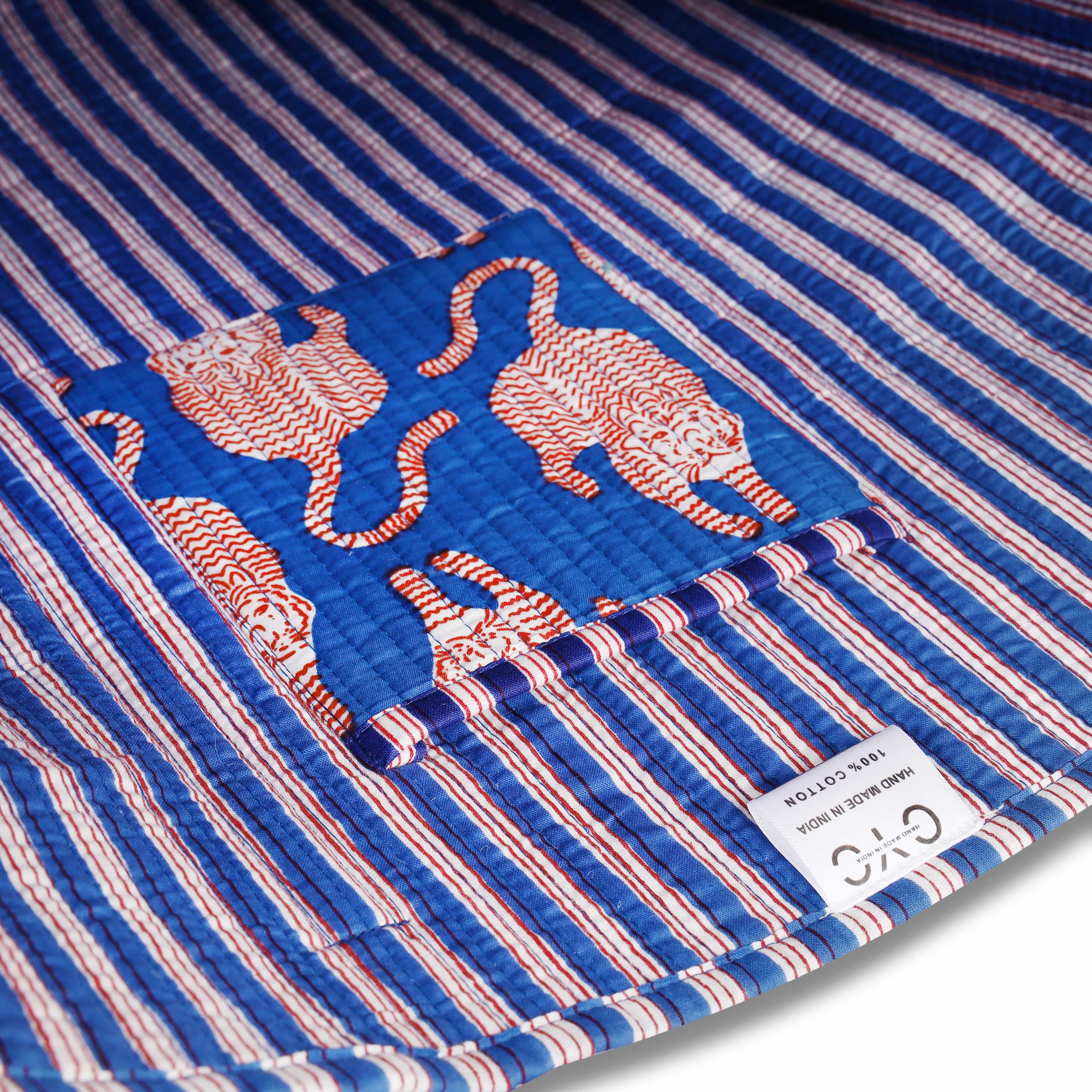 The Mouse Tiger Tote — handmade hand block printed cotton tote bag, ethically made in Rajasthan, India