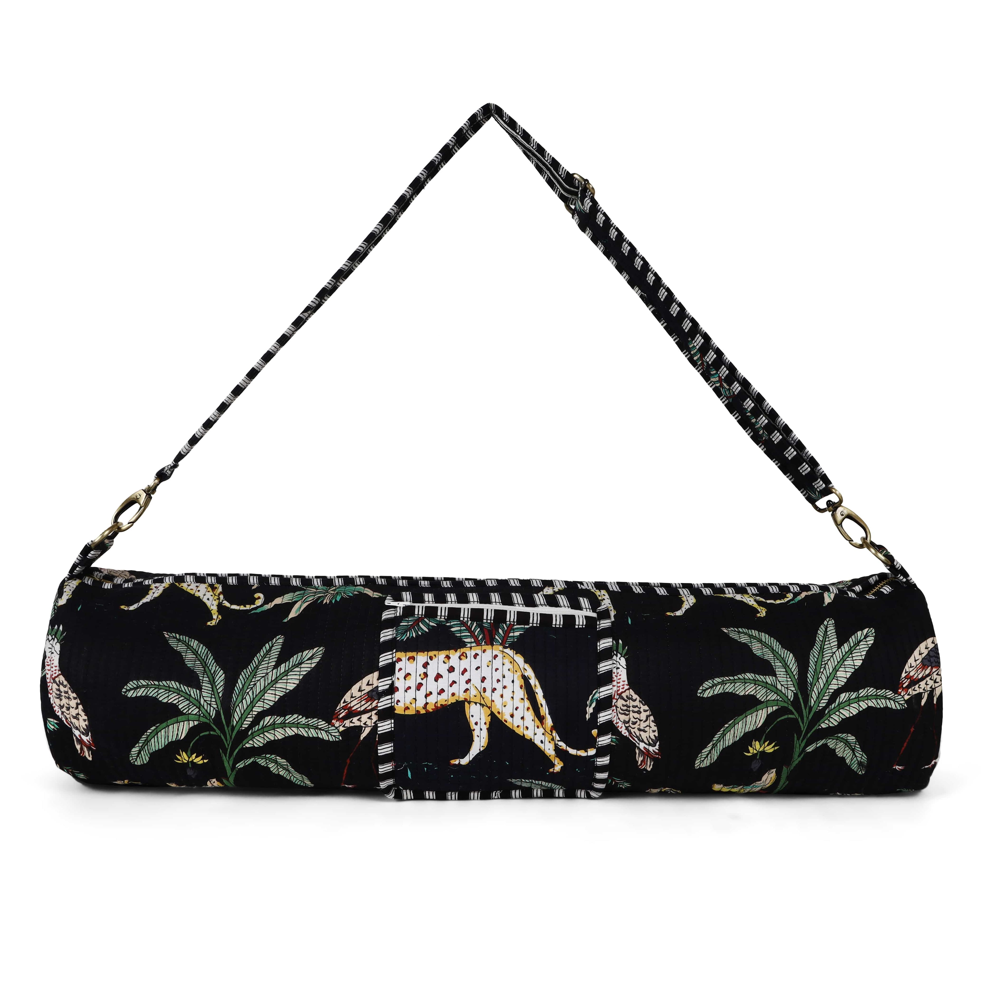 The Jungle Yoga Bag — handmade hand block printed cotton yoga mat bag, ethically made in Rajasthan, India