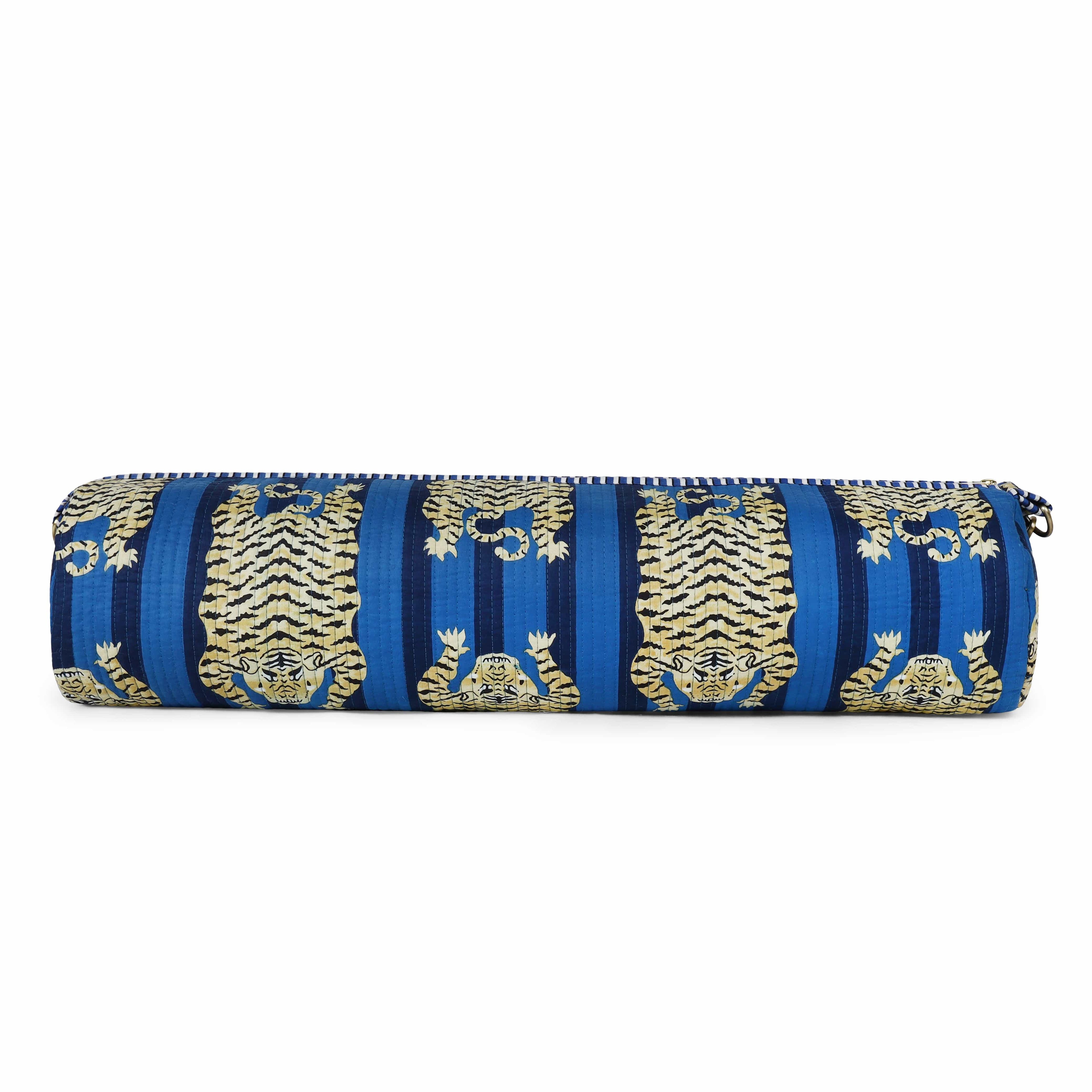 The Tibetan Tiger Yoga Bag — handmade hand block printed cotton yoga mat bag, ethically made in Rajasthan, India