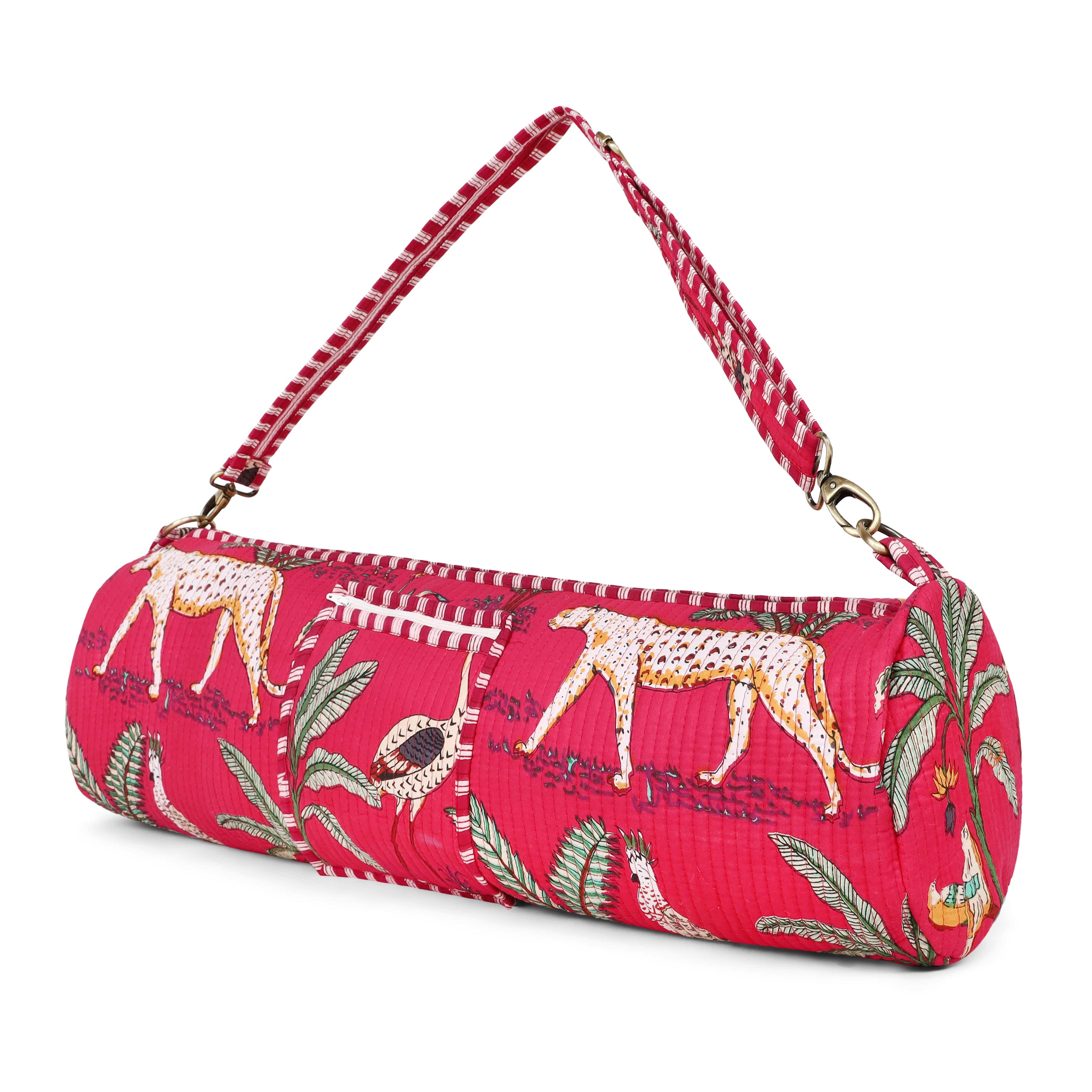 The Jungle Yoga Bag — handmade hand block printed cotton yoga mat bag, ethically made in Rajasthan, India