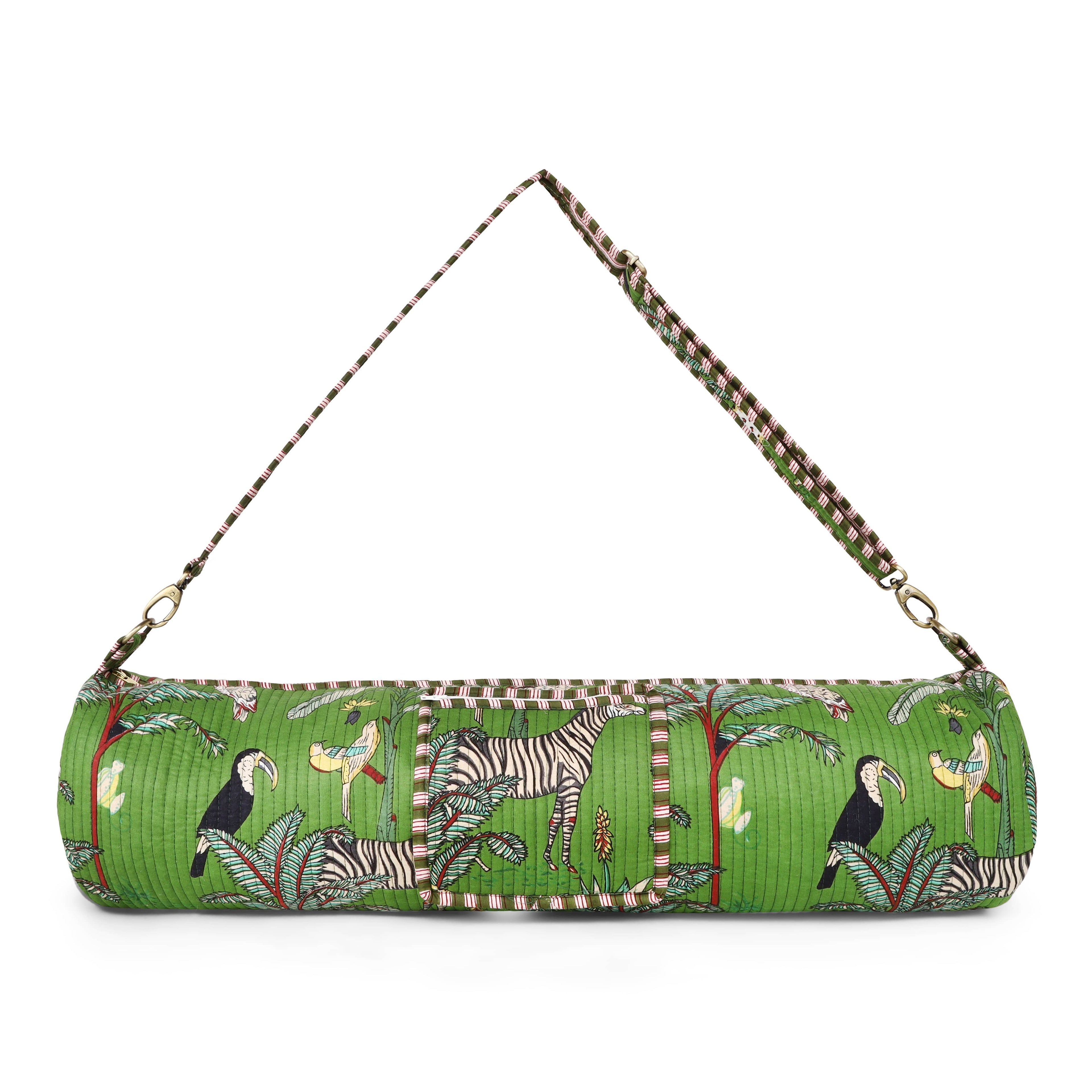 The Jungle Yoga Bag — handmade hand block printed cotton yoga mat bag, ethically made in Rajasthan, India