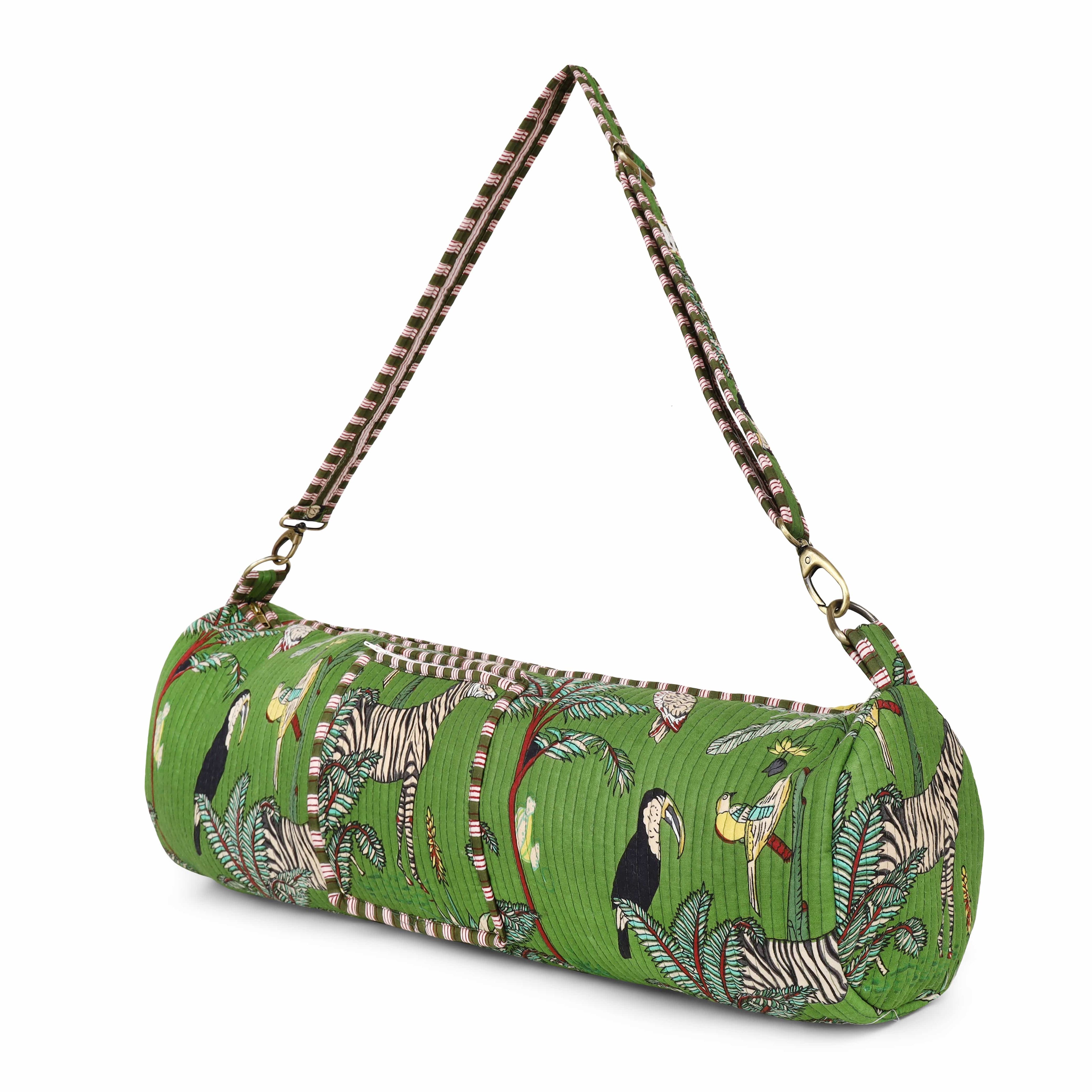 The Jungle Yoga Bag — handmade hand block printed cotton yoga mat bag, ethically made in Rajasthan, India