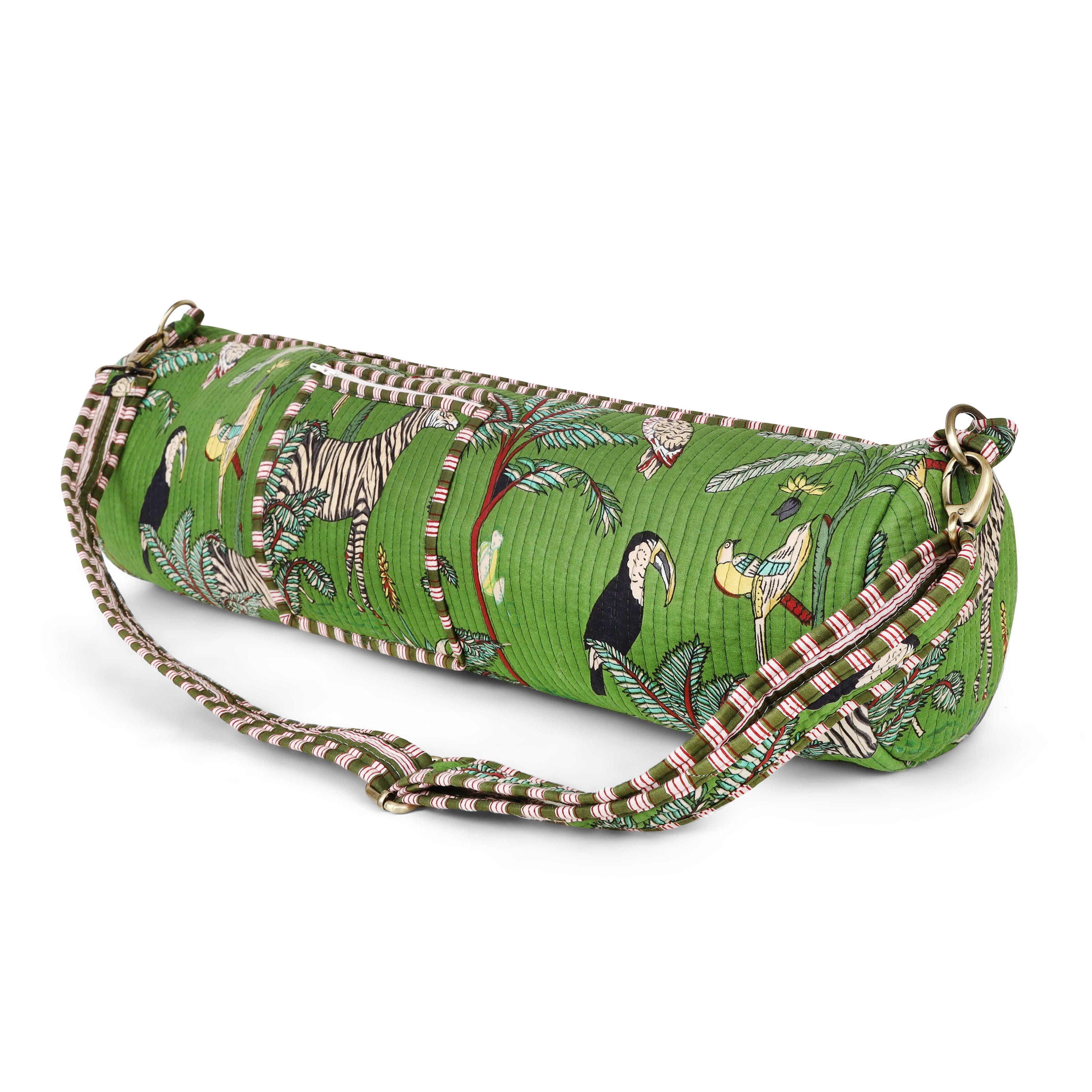 The Jungle Yoga Bag — handmade hand block printed cotton yoga mat bag, ethically made in Rajasthan, India