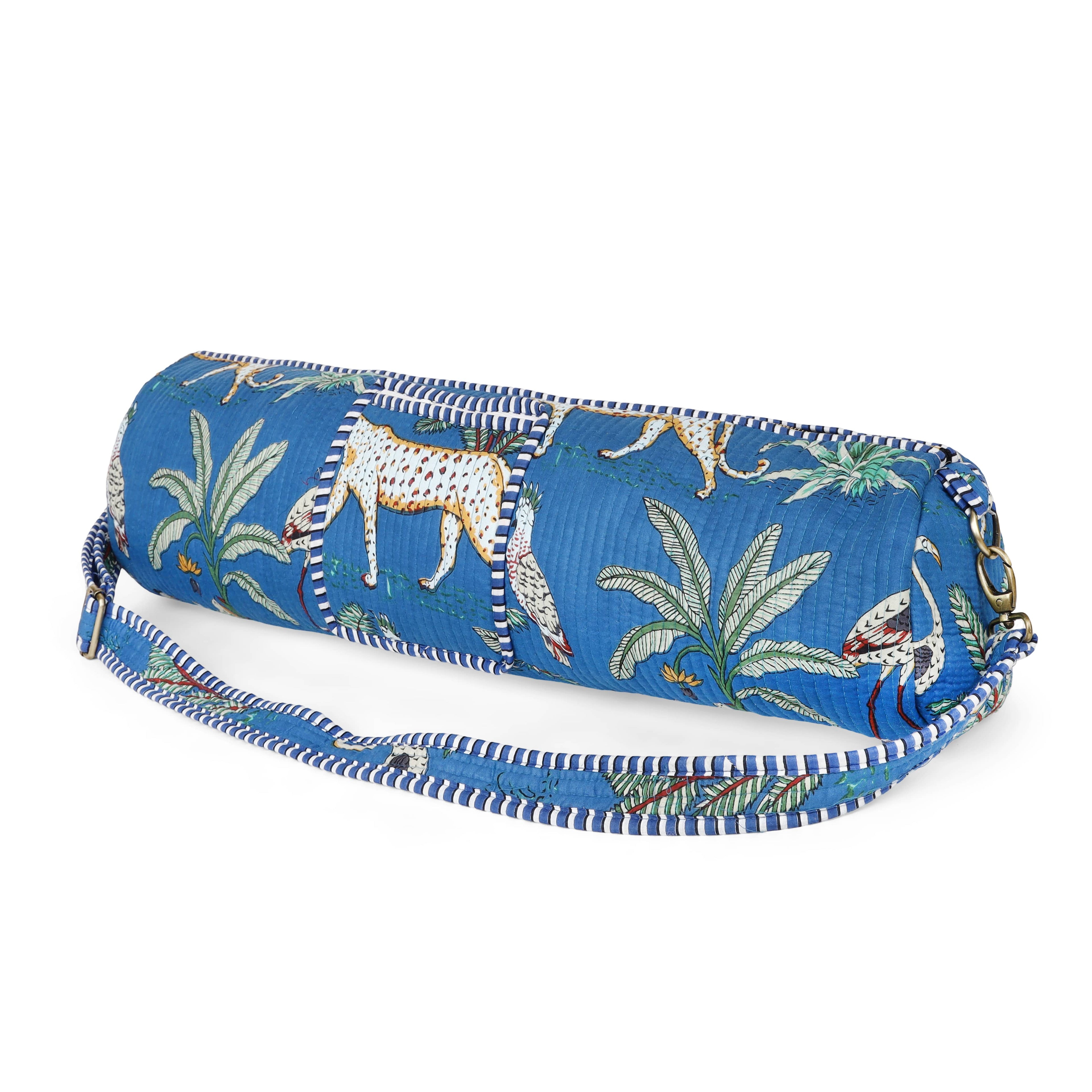 The Jungle Yoga Bag — handmade hand block printed cotton yoga mat bag, ethically made in Rajasthan, India