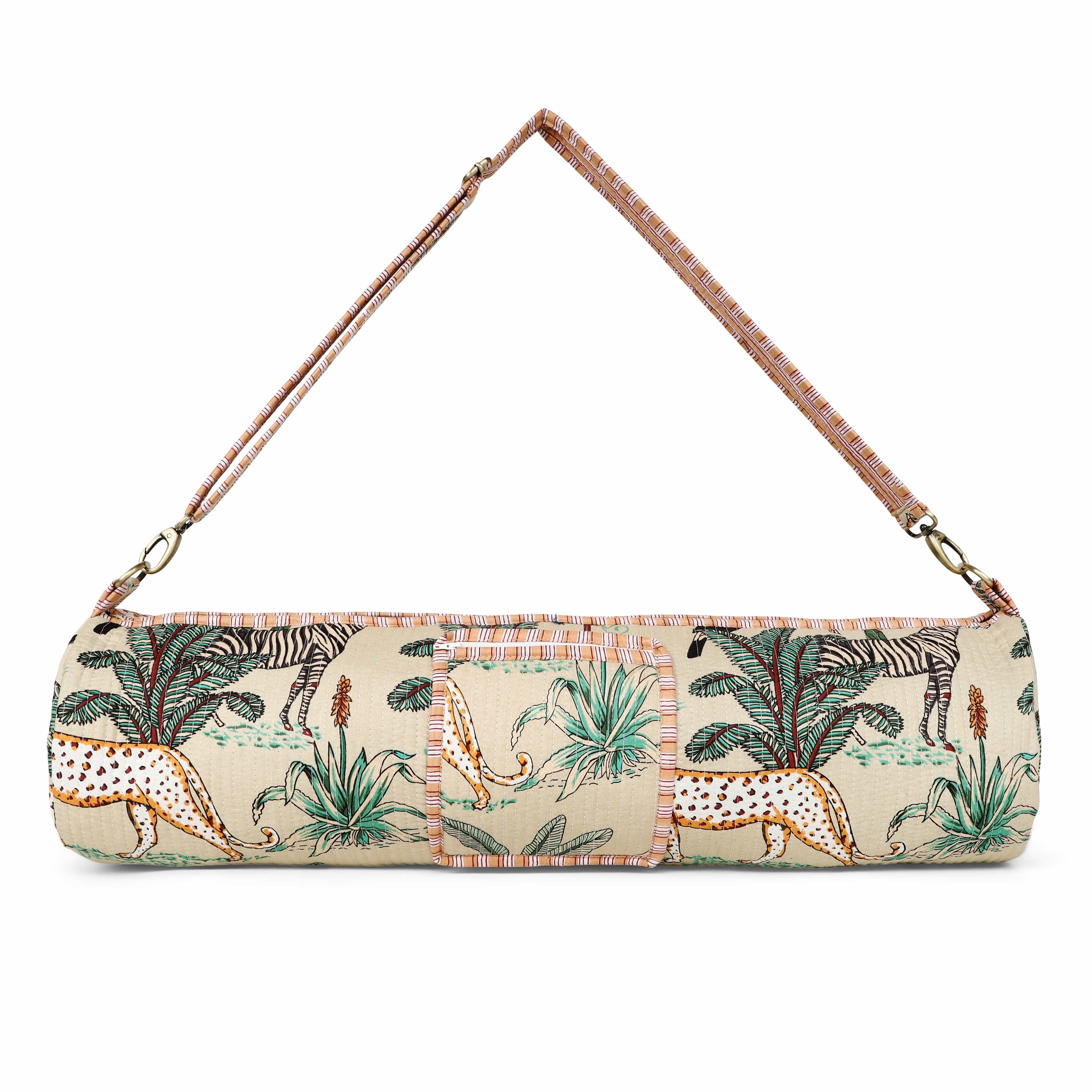 The Jungle Yoga Bag — handmade hand block printed cotton yoga mat bag, ethically made in Rajasthan, India