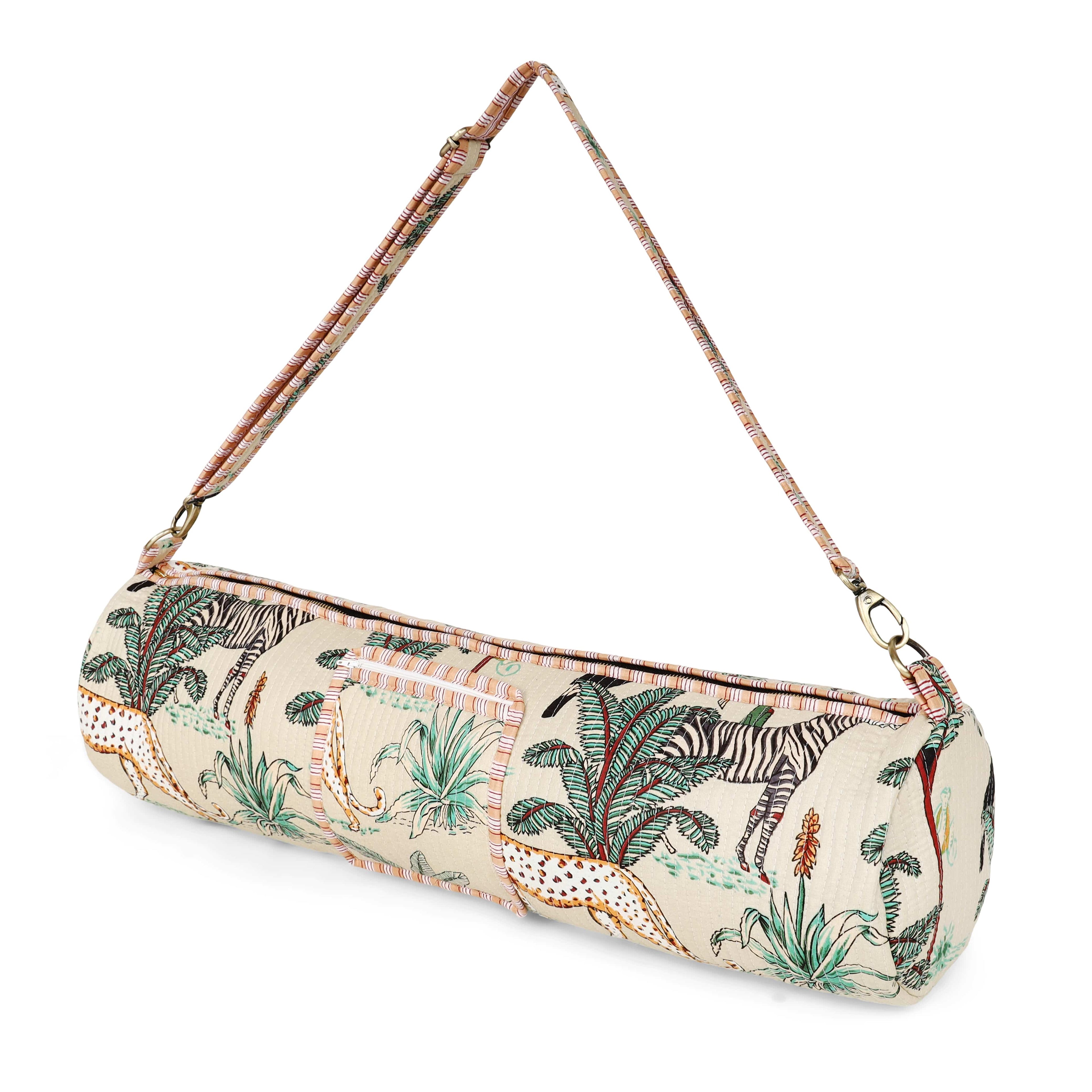 The Jungle Yoga Bag — handmade hand block printed cotton yoga mat bag, ethically made in Rajasthan, India