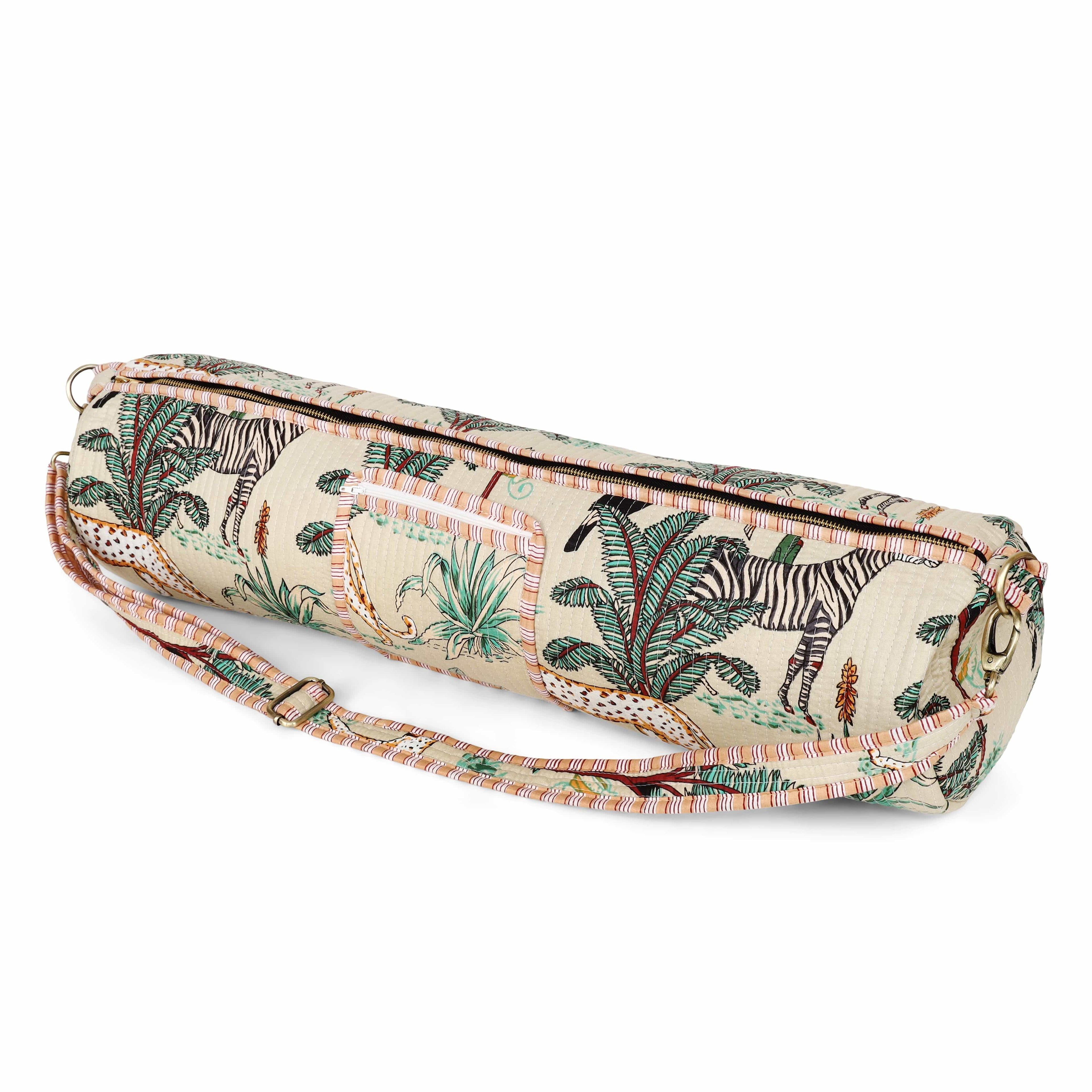 The Jungle Yoga Bag — handmade hand block printed cotton yoga mat bag, ethically made in Rajasthan, India
