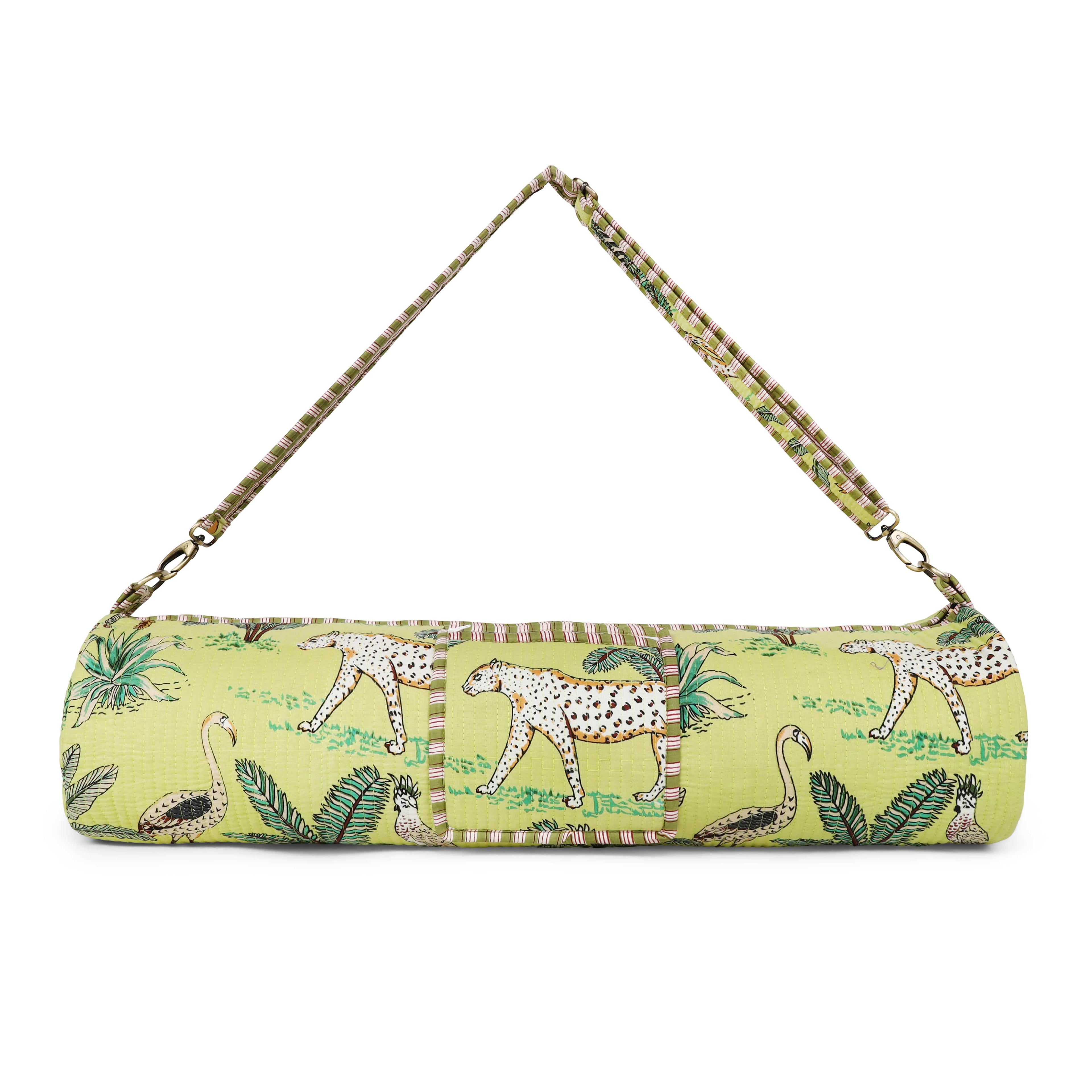 The Jungle Yoga Bag — handmade hand block printed cotton yoga mat bag, ethically made in Rajasthan, India