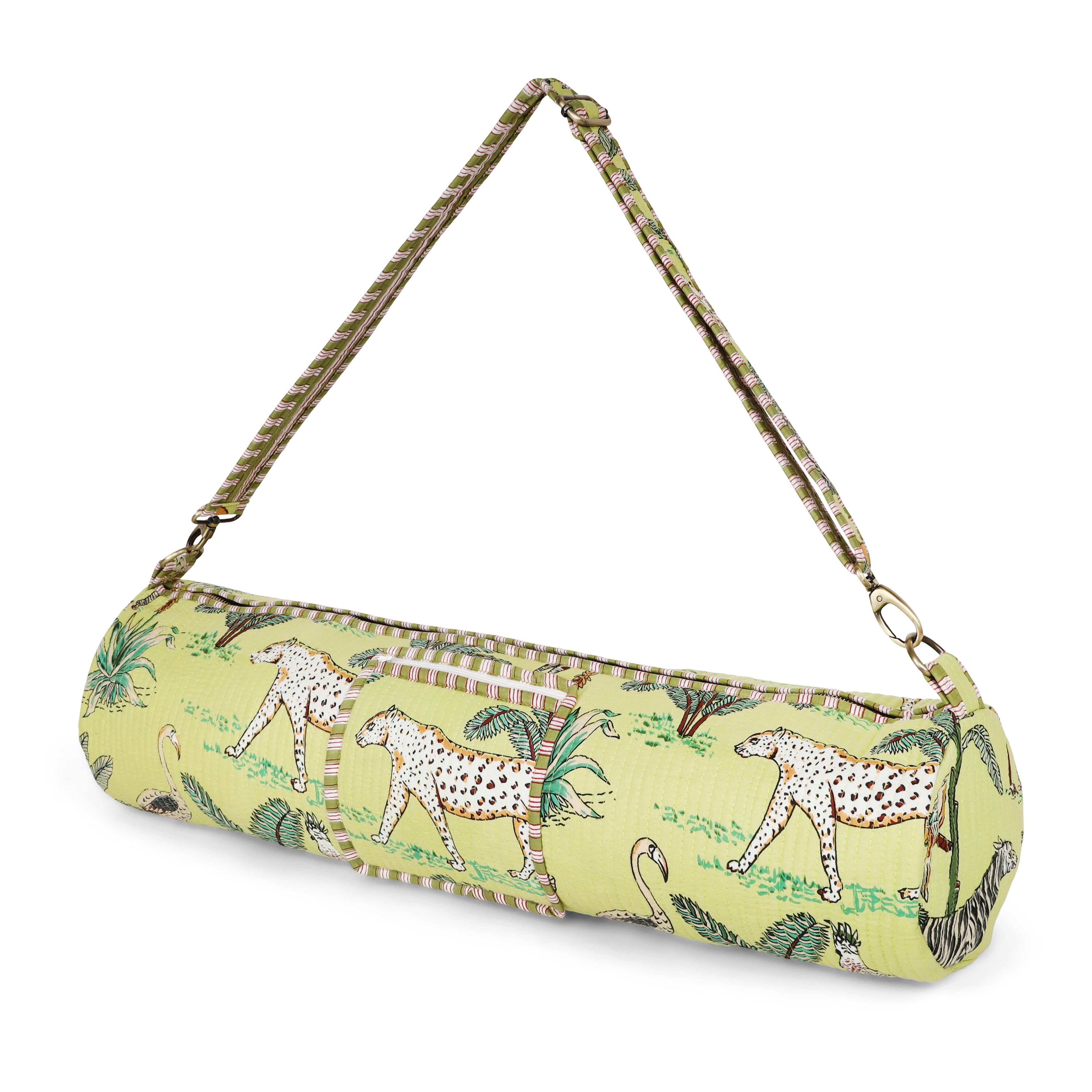 The Jungle Yoga Bag — handmade hand block printed cotton yoga mat bag, ethically made in Rajasthan, India
