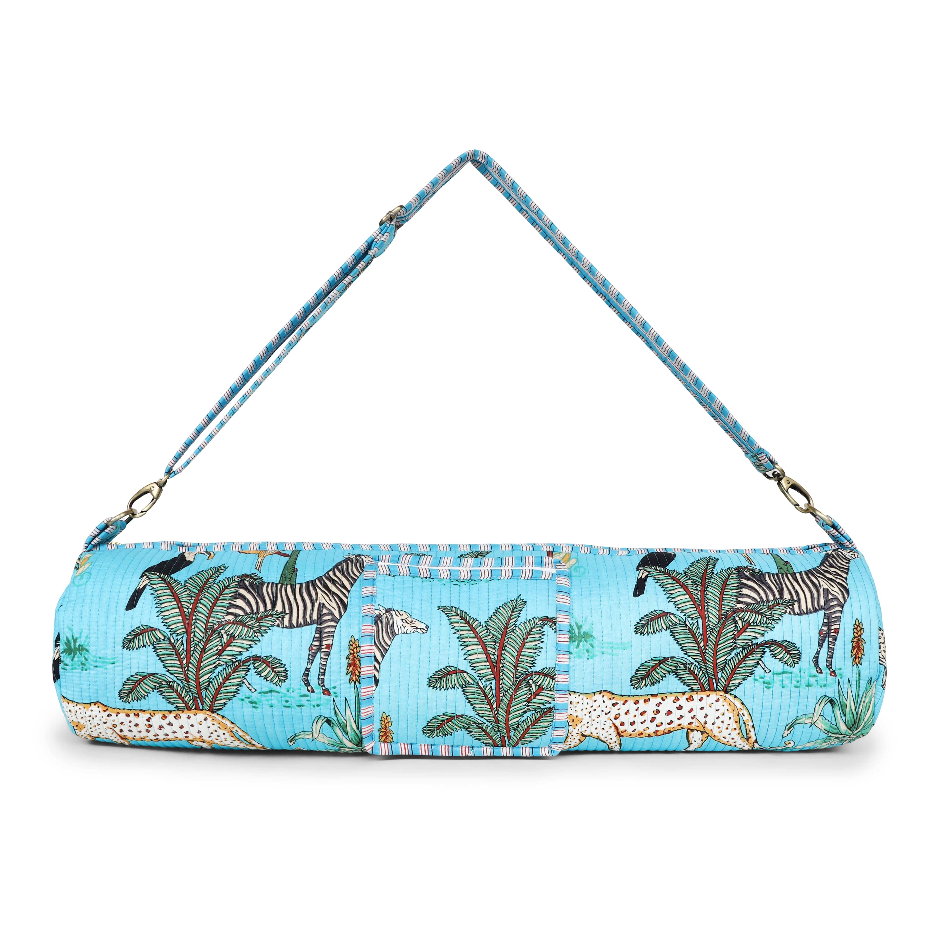 The Jungle Yoga Bag — handmade hand block printed cotton yoga mat bag, ethically made in Rajasthan, India