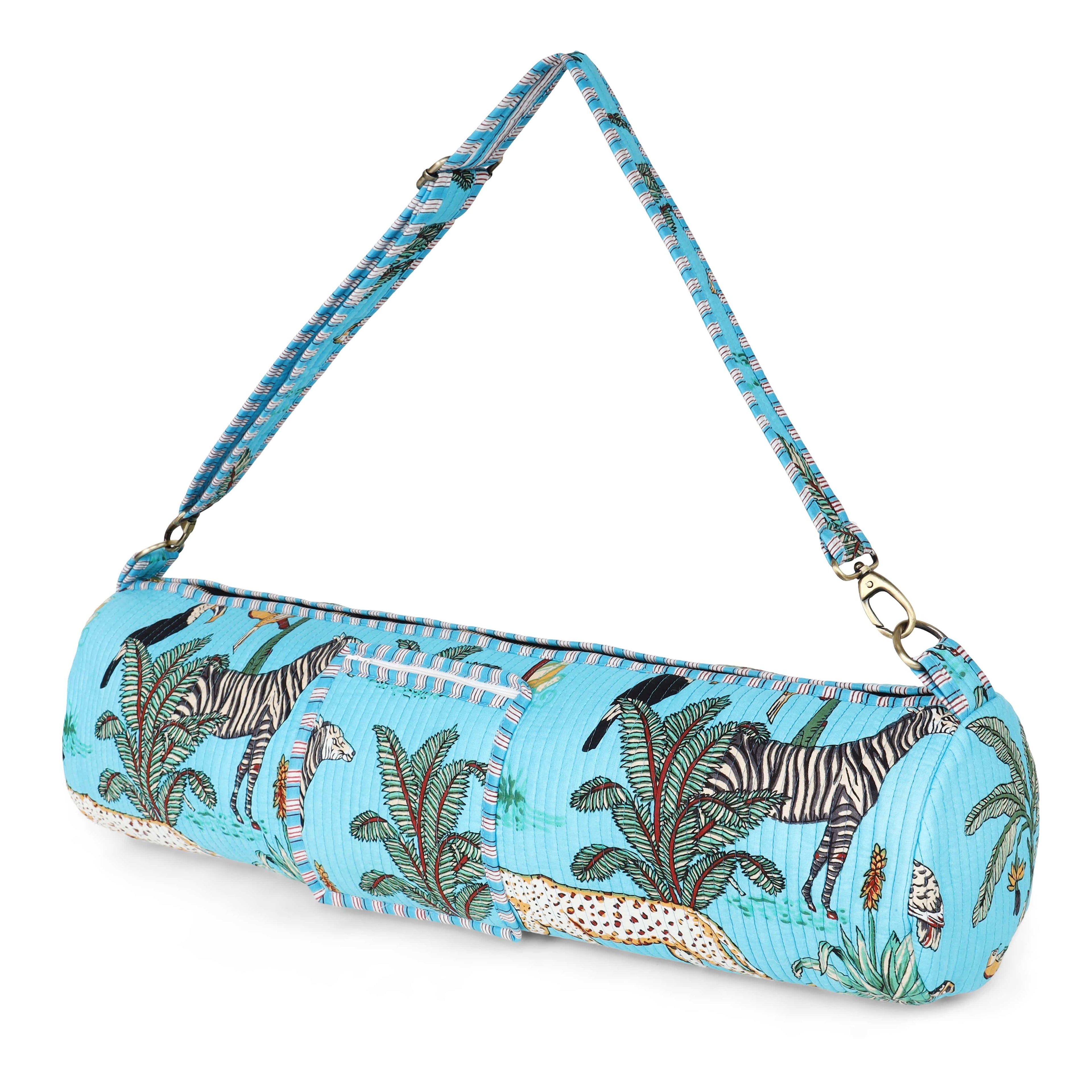 The Jungle Yoga Bag — handmade hand block printed cotton yoga mat bag, ethically made in Rajasthan, India