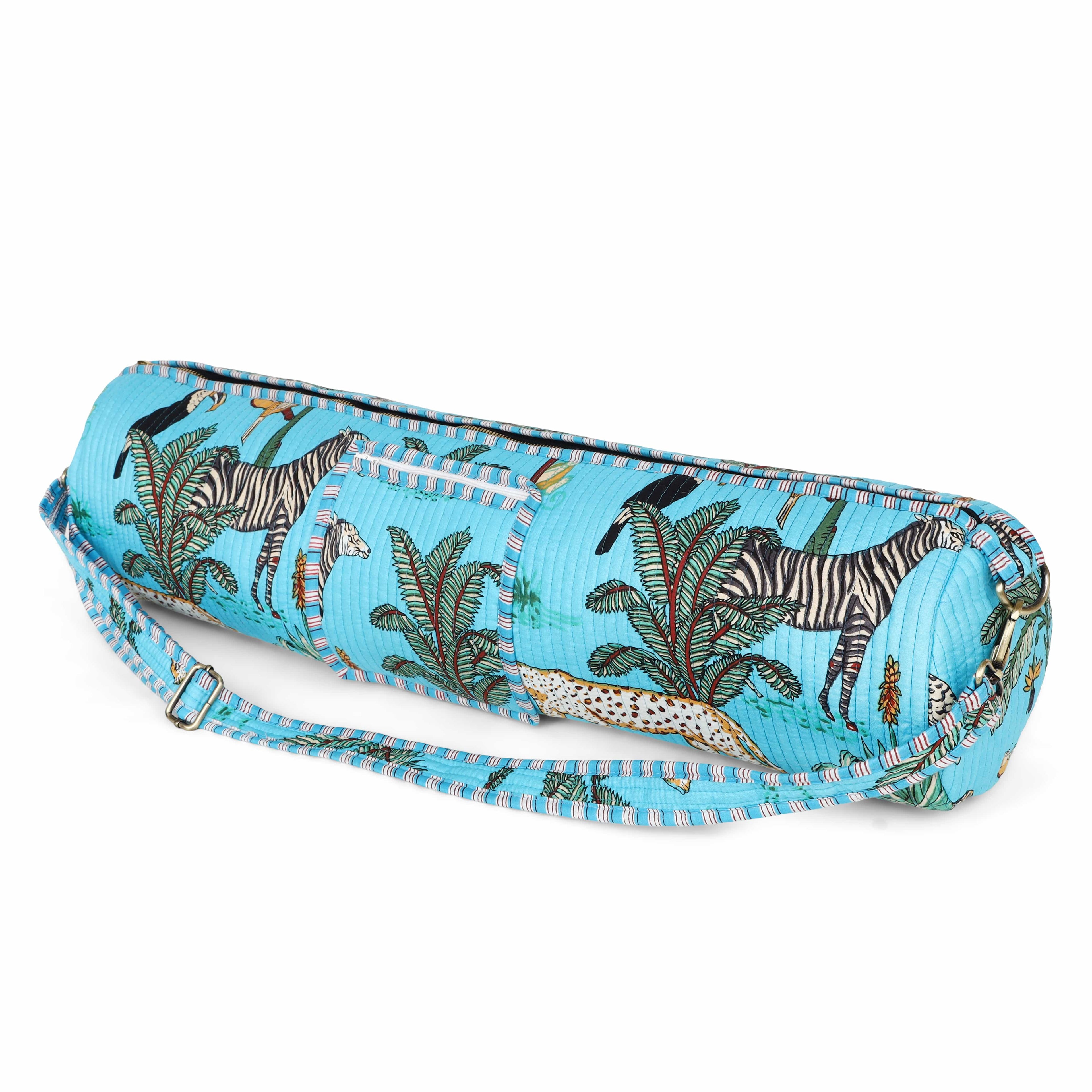 The Jungle Yoga Bag — handmade hand block printed cotton yoga mat bag, ethically made in Rajasthan, India