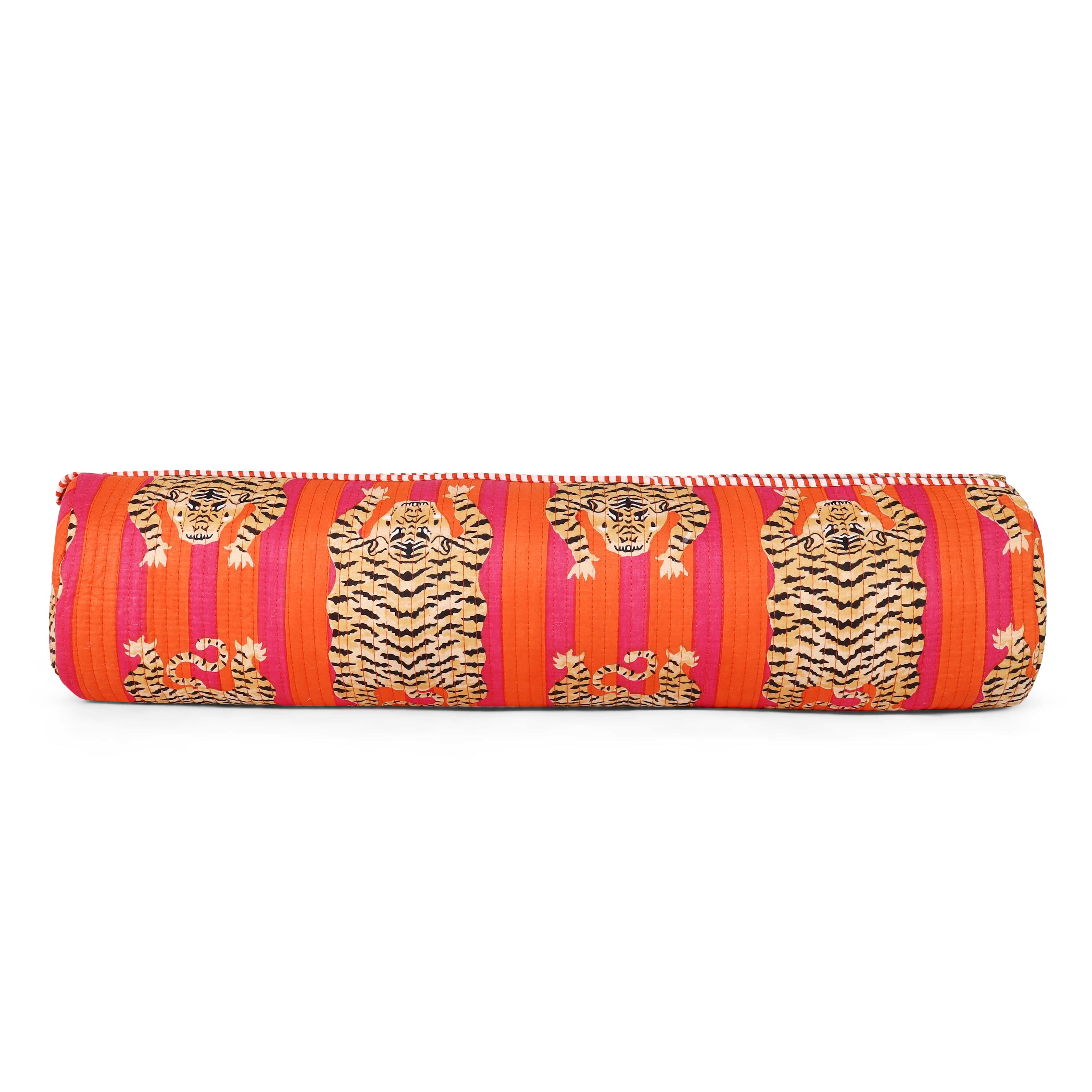 The Tibetan Tiger Yoga Bag — handmade hand block printed cotton yoga mat bag, ethically made in Rajasthan, India