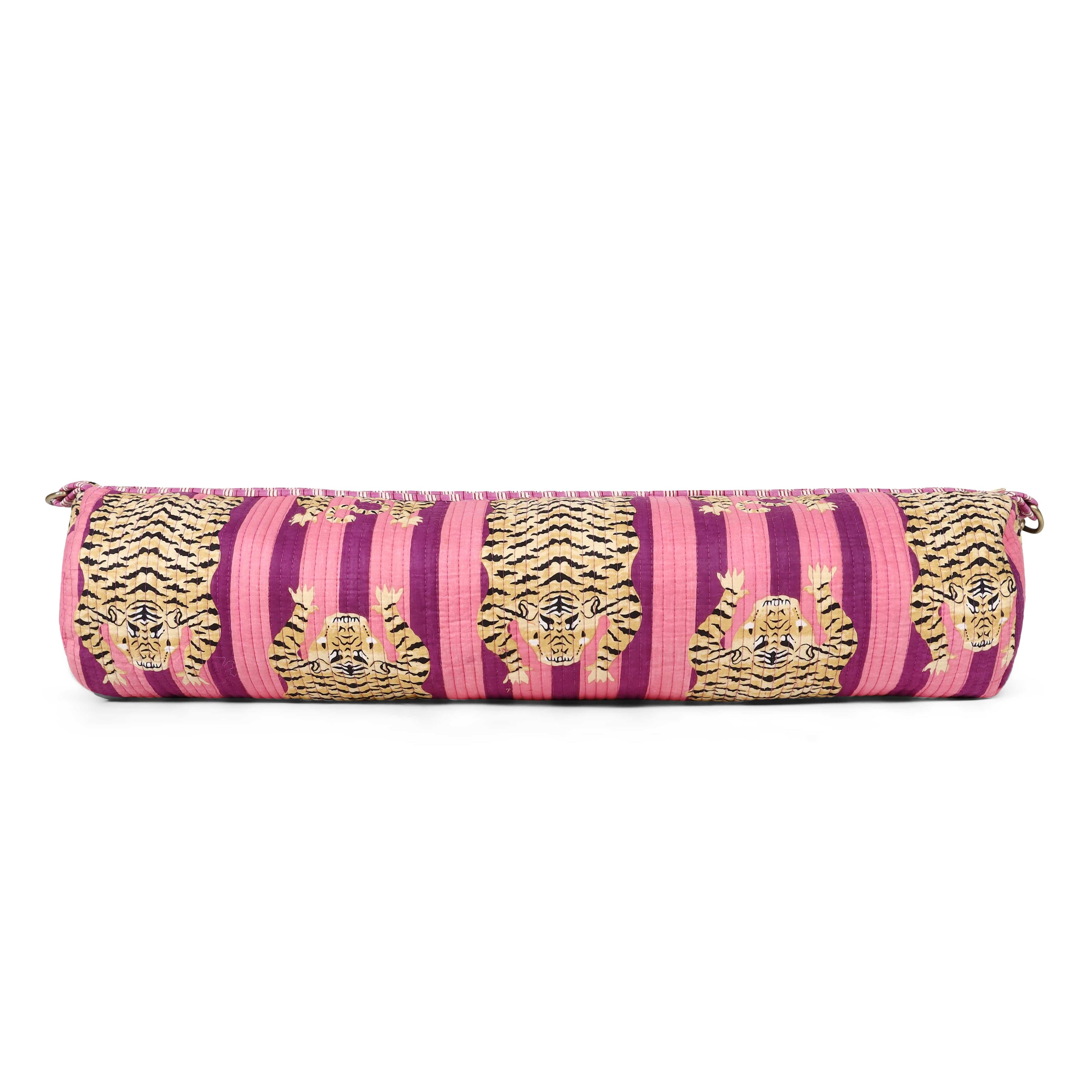 The Tibetan Tiger Yoga Bag — handmade hand block printed cotton yoga mat bag, ethically made in Rajasthan, India