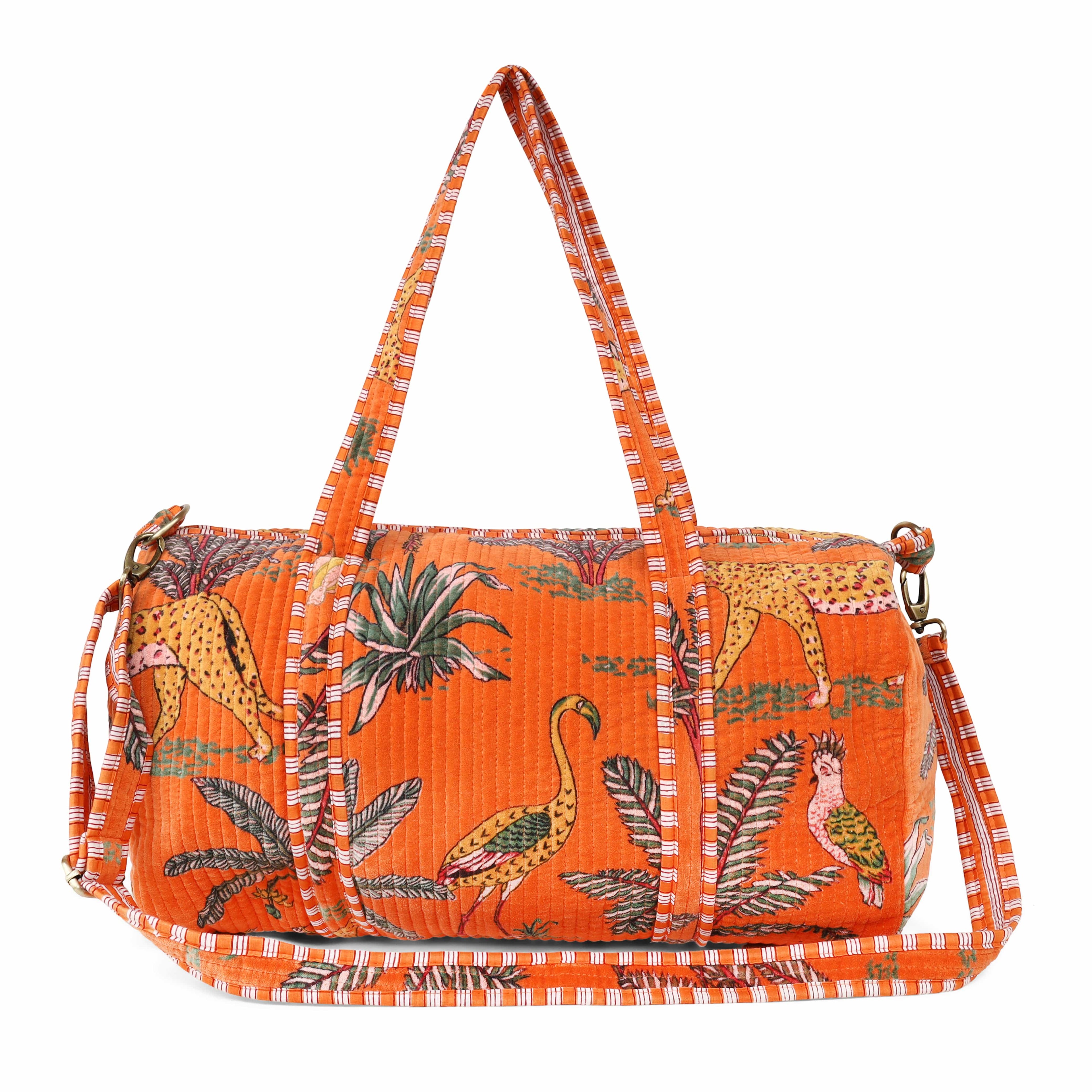 The Jungle Velvet Weekender — handmade quilted velvet weekender bag, ethically made in Rajasthan, India