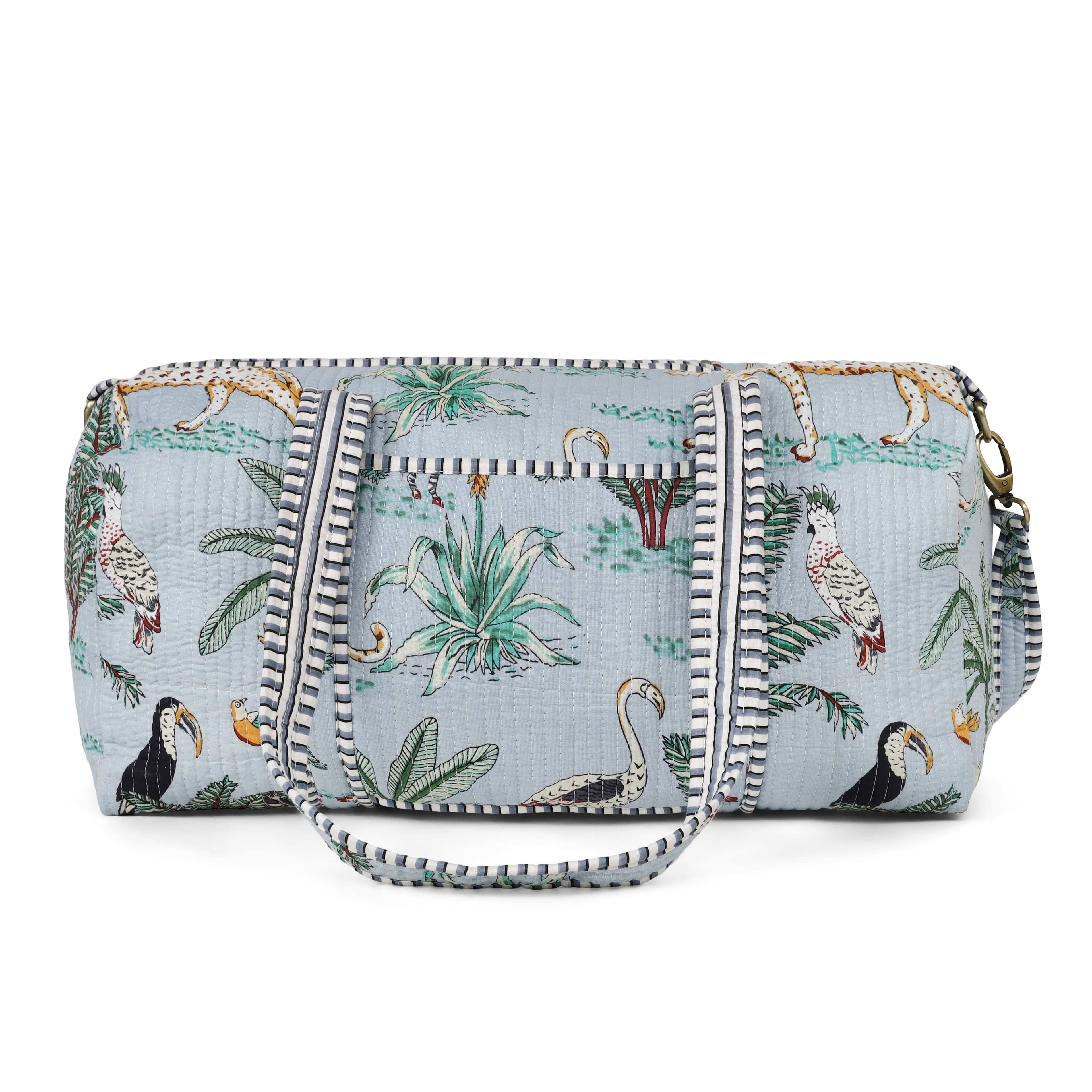 The Jungle Weekender — handmade hand block printed cotton weekender bag, ethically made in Rajasthan, India