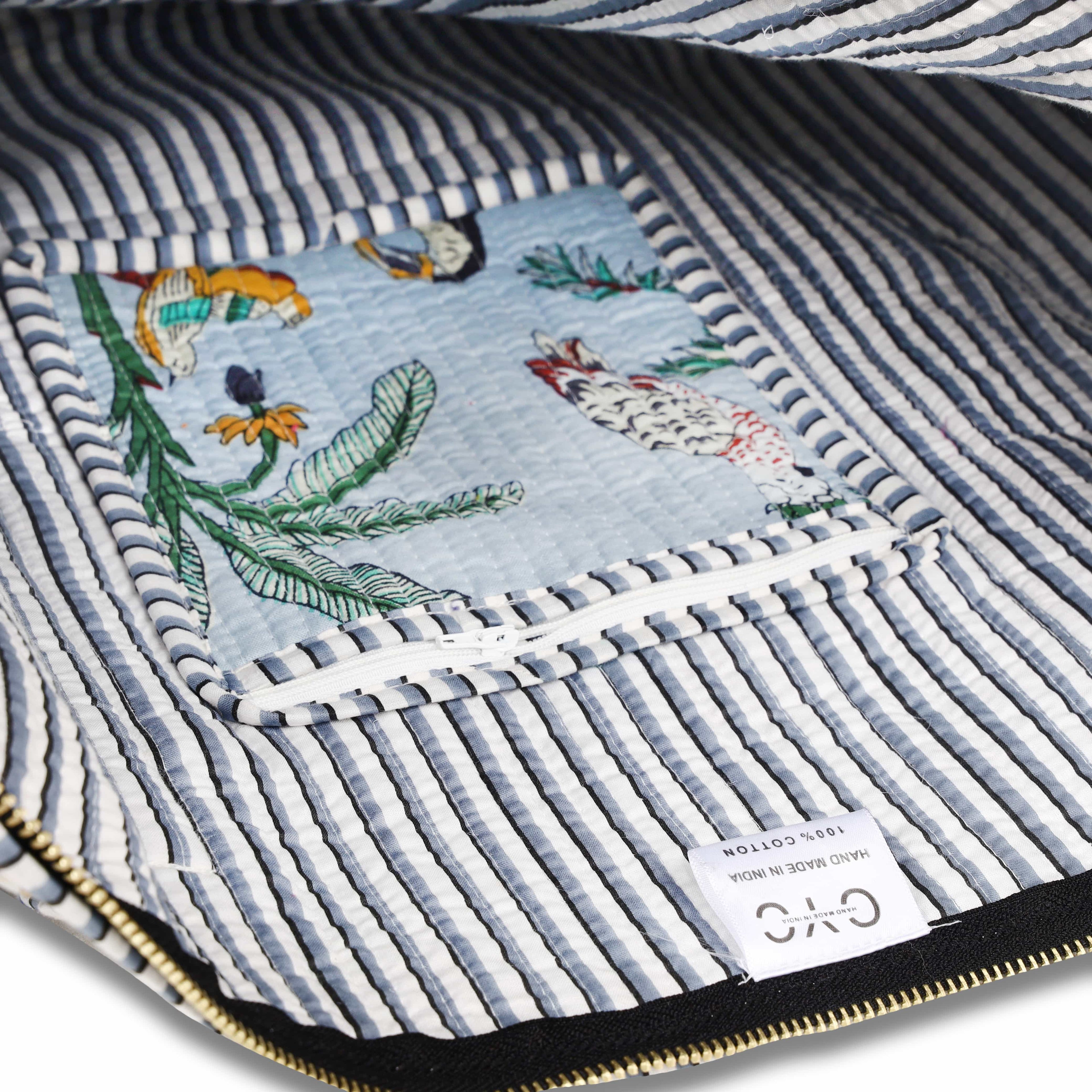 The Jungle Weekender — handmade hand block printed cotton weekender bag, ethically made in Rajasthan, India