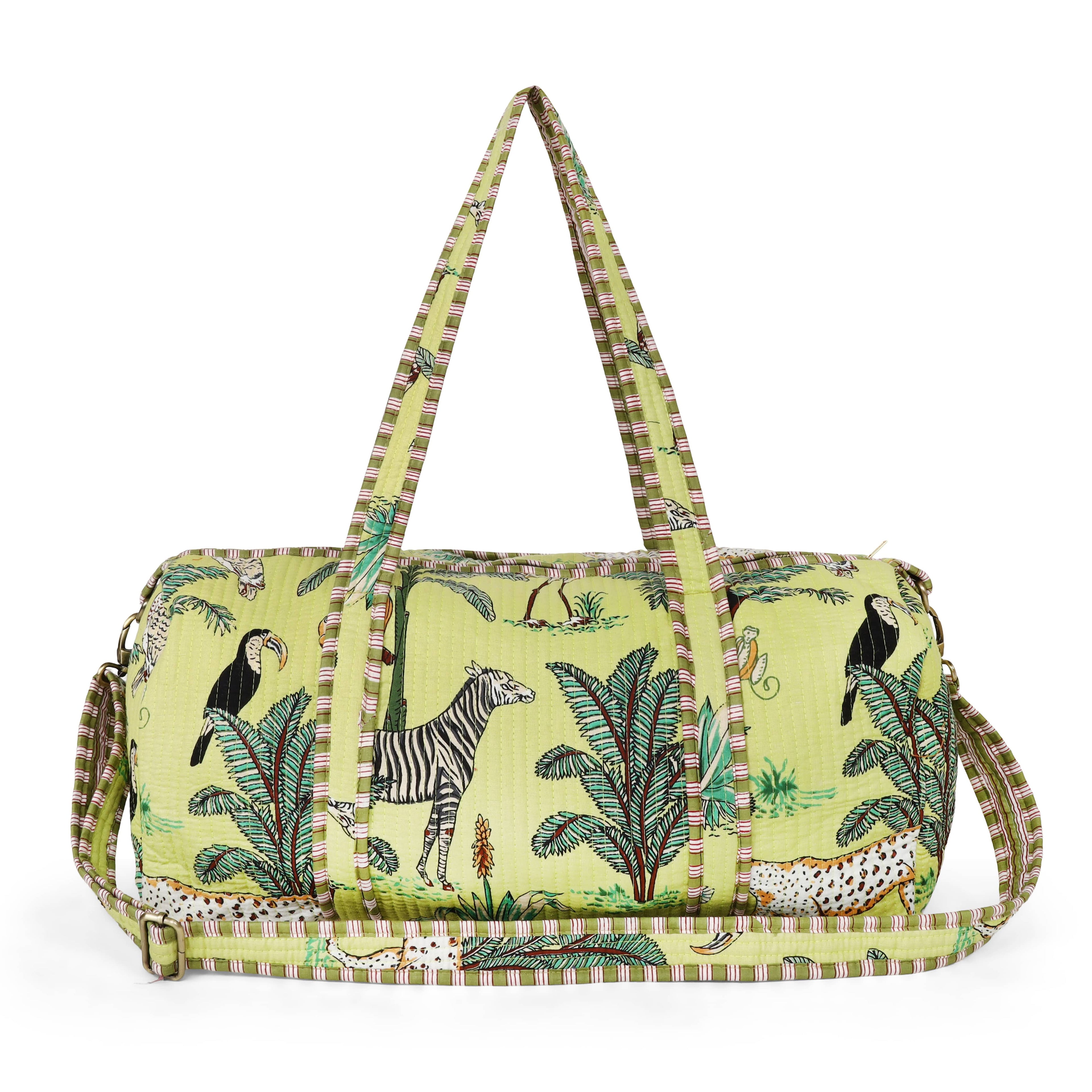 The Jungle Weekender — handmade hand block printed cotton weekender bag, ethically made in Rajasthan, India