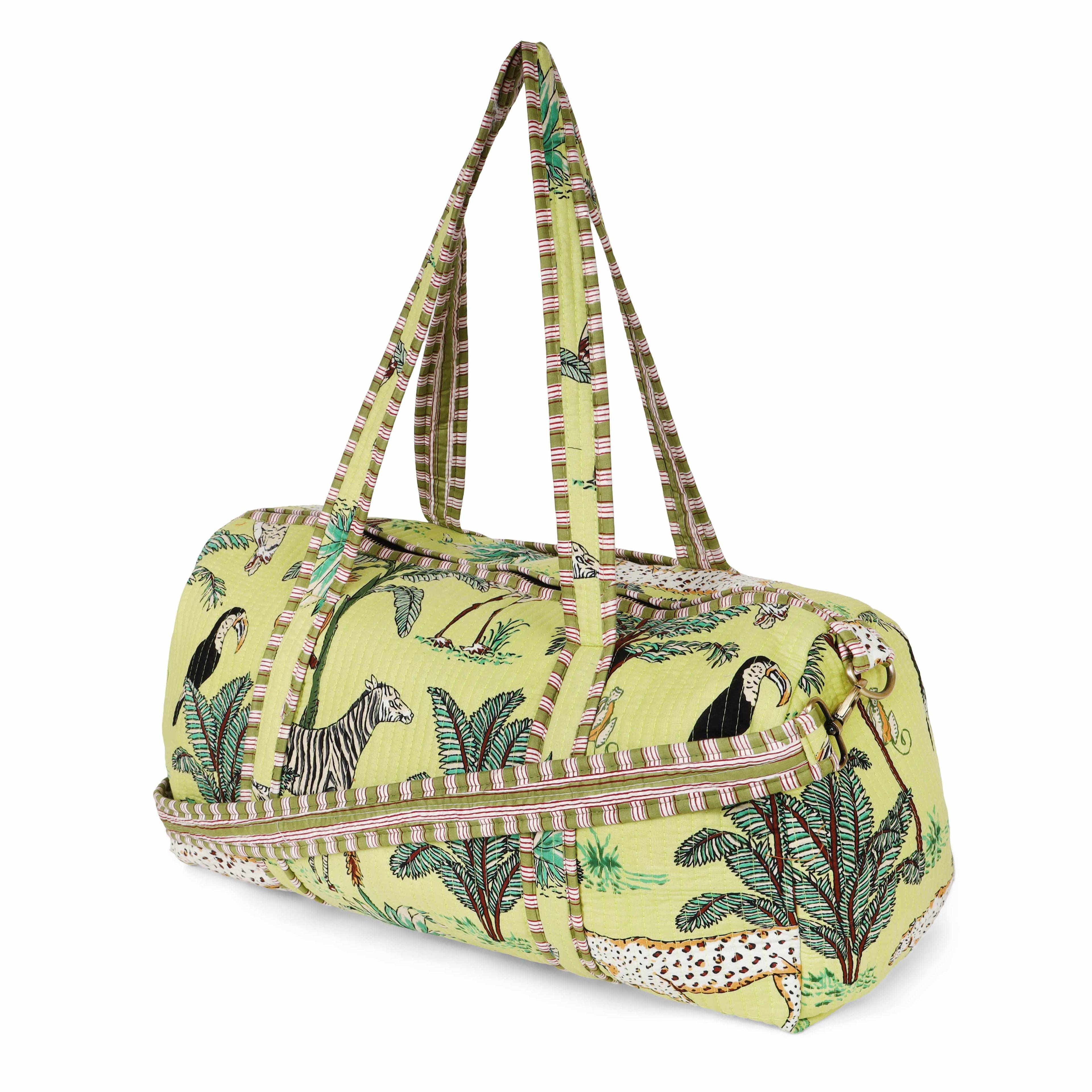 The Jungle Weekender — handmade hand block printed cotton weekender bag, ethically made in Rajasthan, India