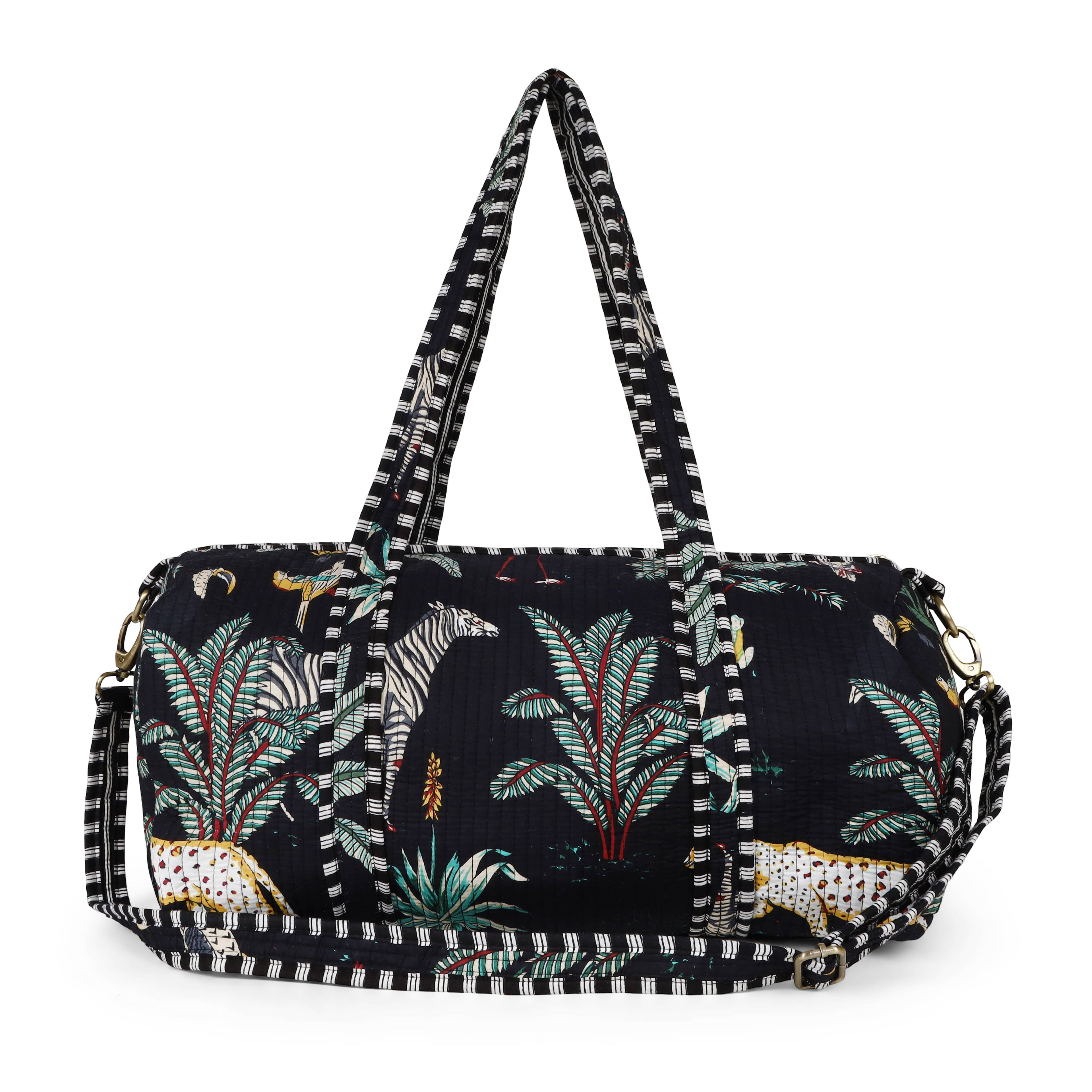 The Jungle Weekender — handmade hand block printed cotton weekender bag, ethically made in Rajasthan, India