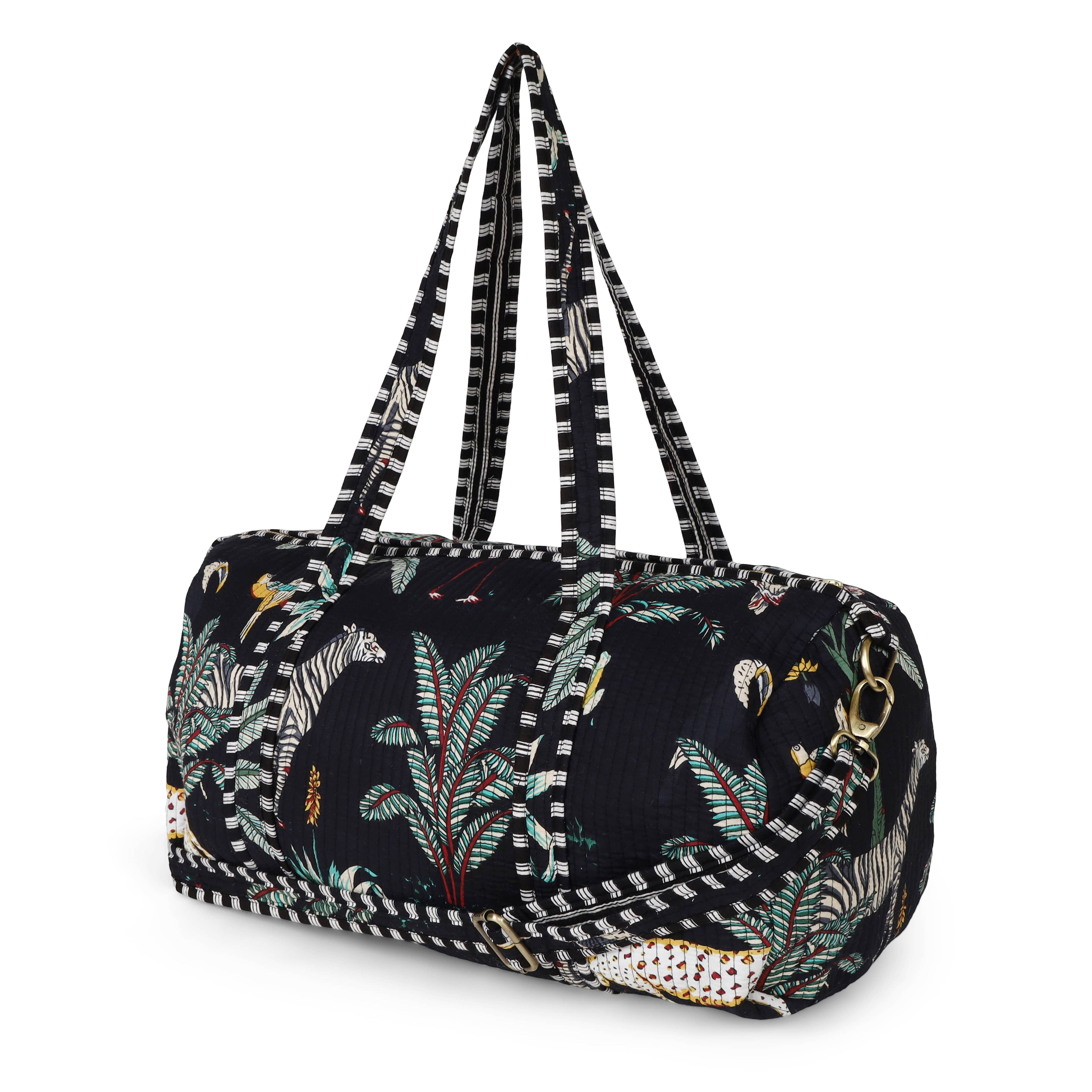 The Jungle Weekender — handmade hand block printed cotton weekender bag, ethically made in Rajasthan, India