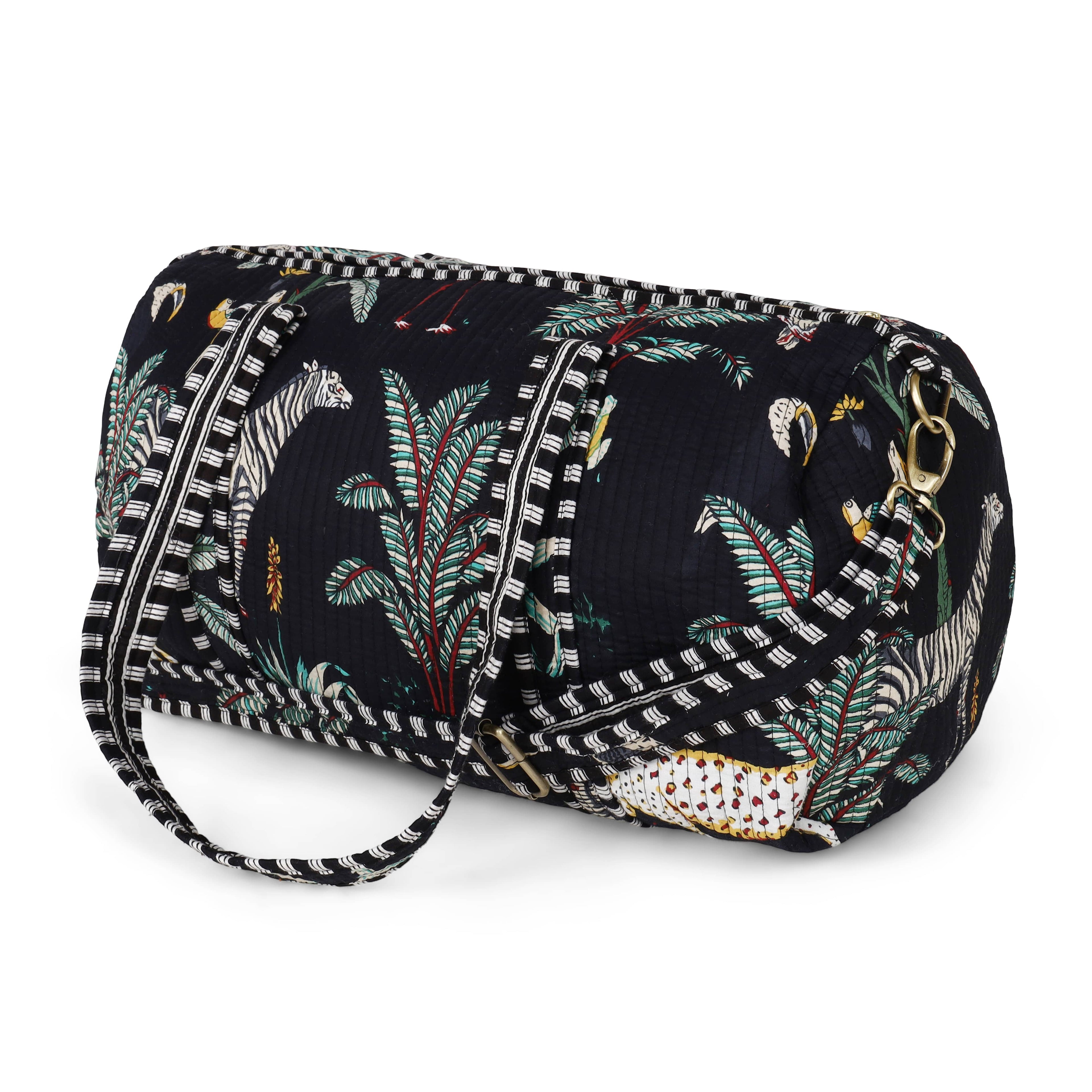 The Jungle Weekender — handmade hand block printed cotton weekender bag, ethically made in Rajasthan, India