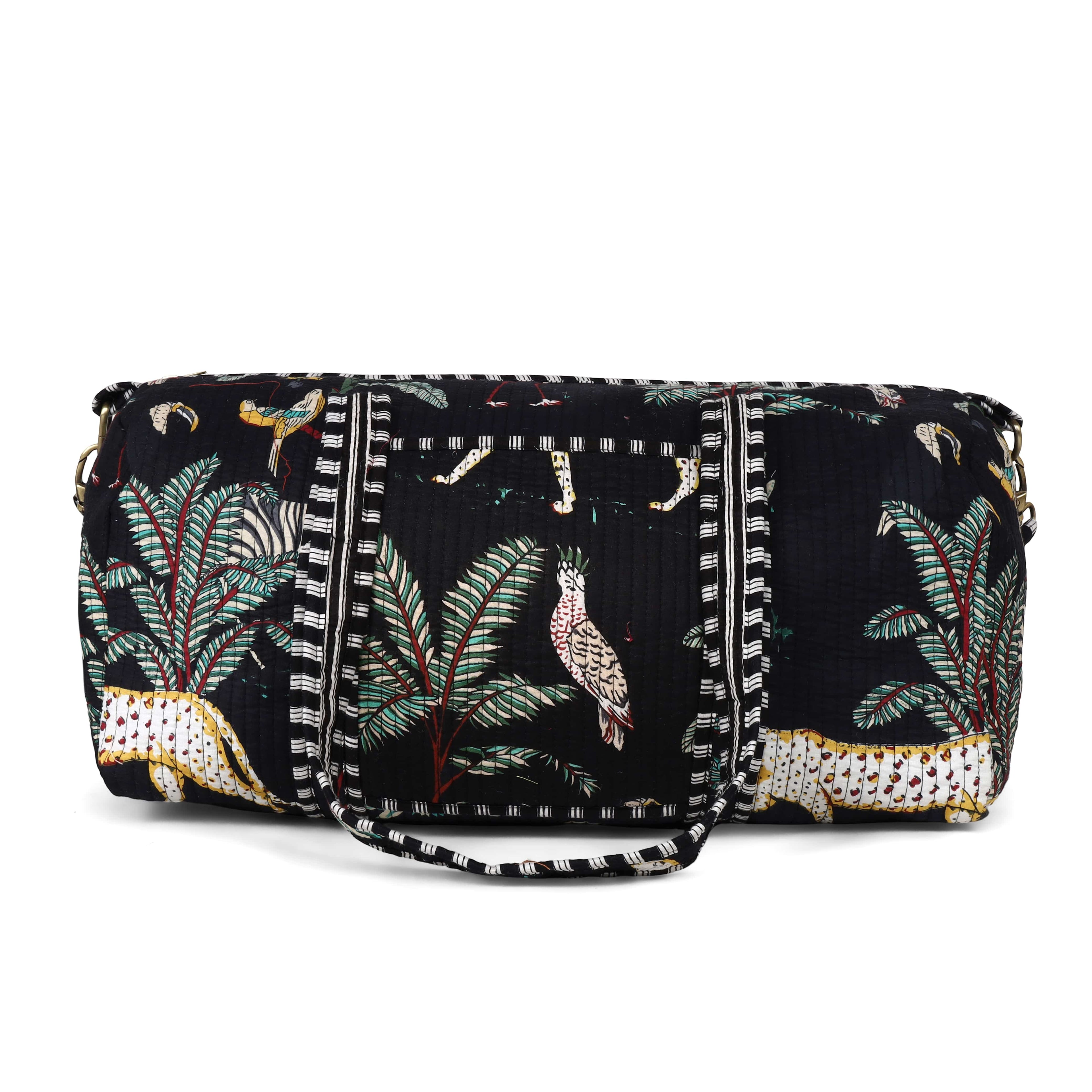 The Jungle Weekender — handmade hand block printed cotton weekender bag, ethically made in Rajasthan, India