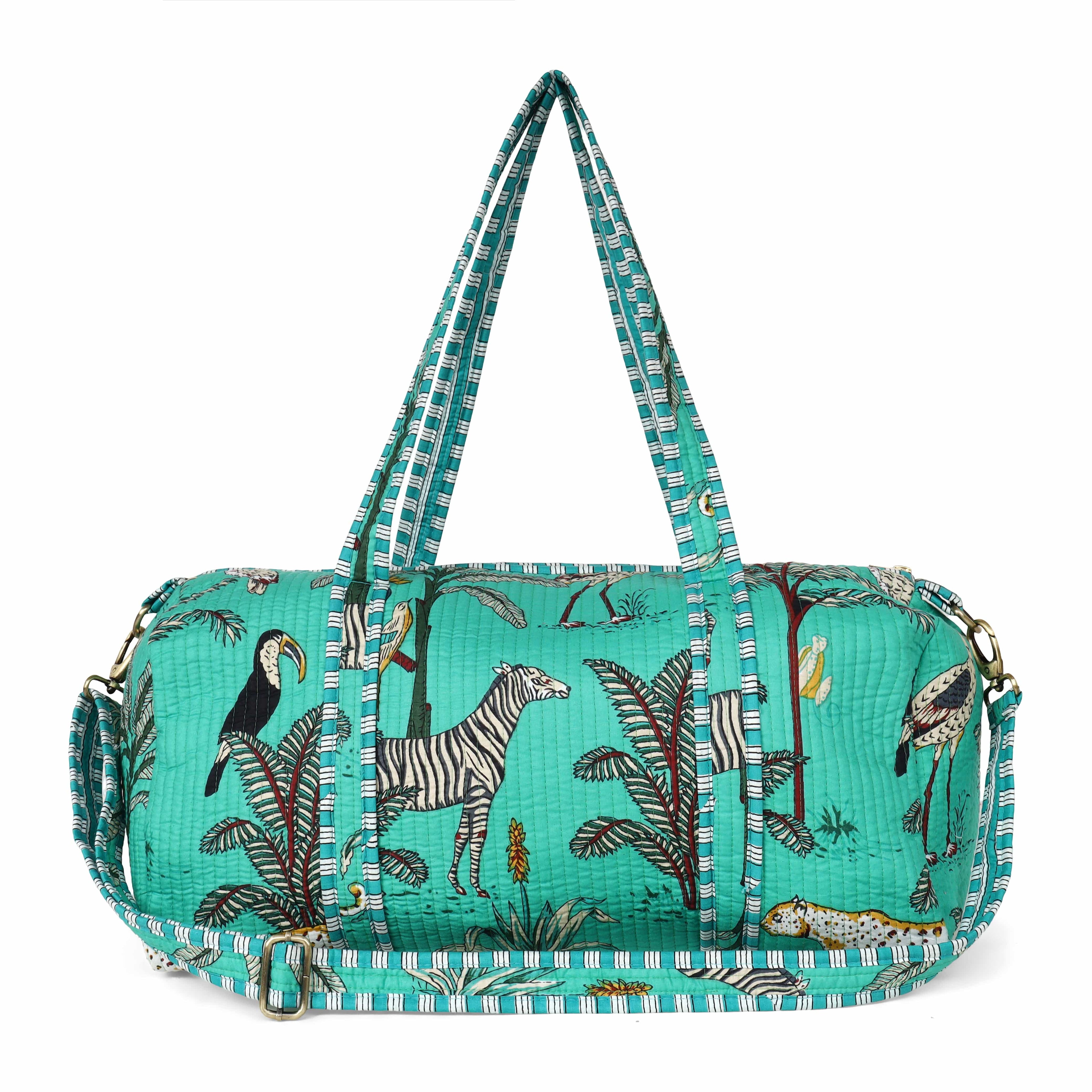 The Jungle Weekender — handmade hand block printed cotton weekender bag, ethically made in Rajasthan, India