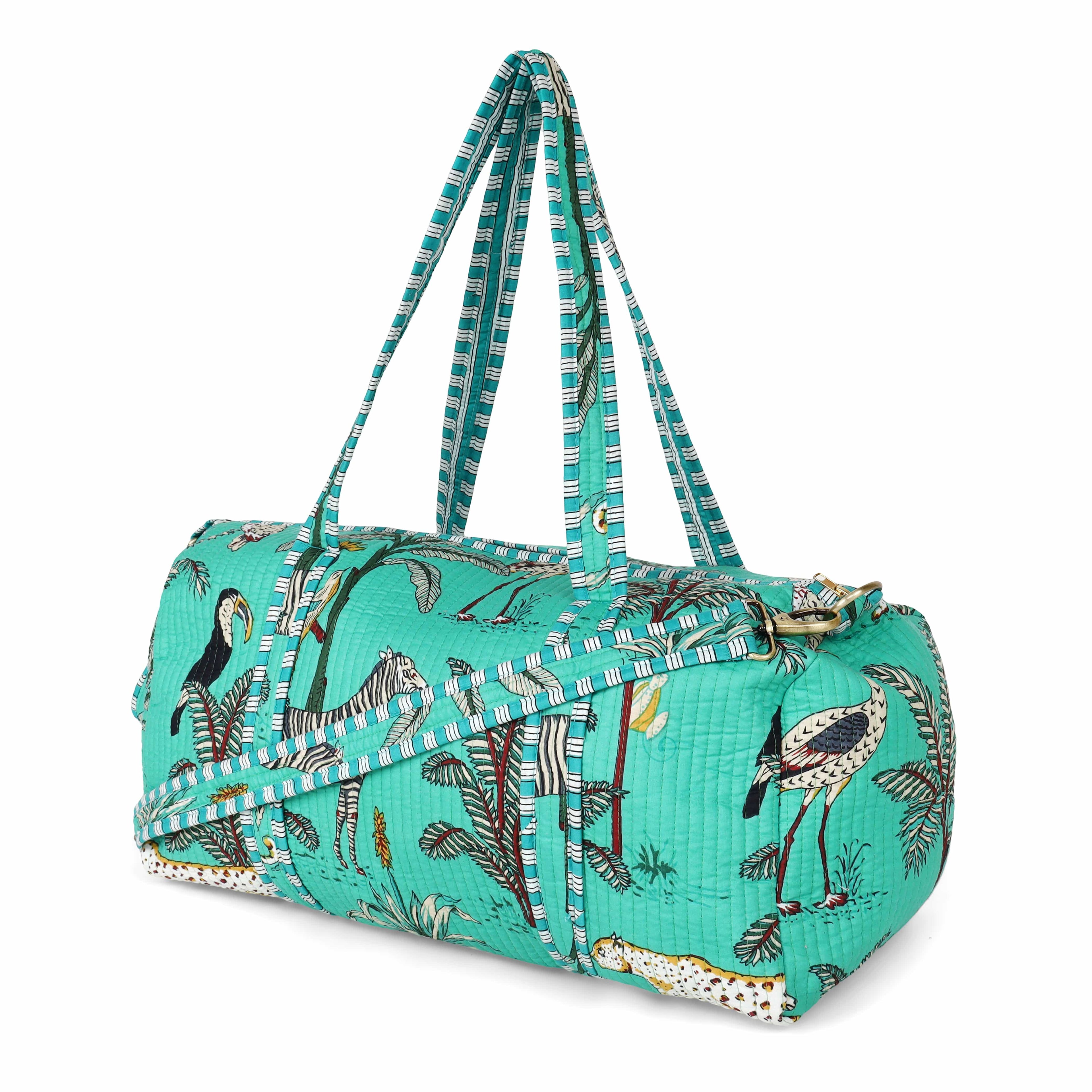 The Jungle Weekender — handmade hand block printed cotton weekender bag, ethically made in Rajasthan, India