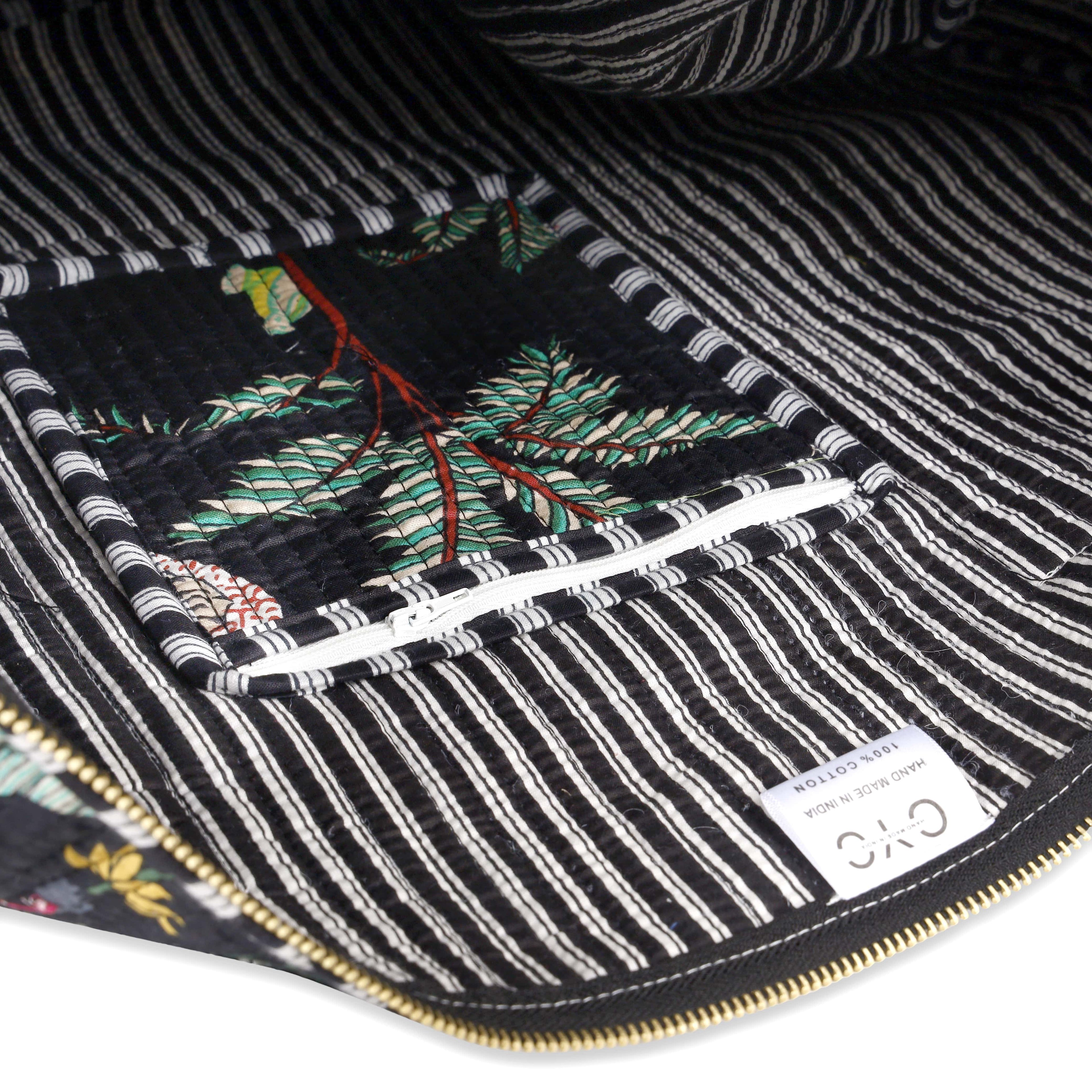 The Jungle Weekender — handmade hand block printed cotton weekender bag, ethically made in Rajasthan, India