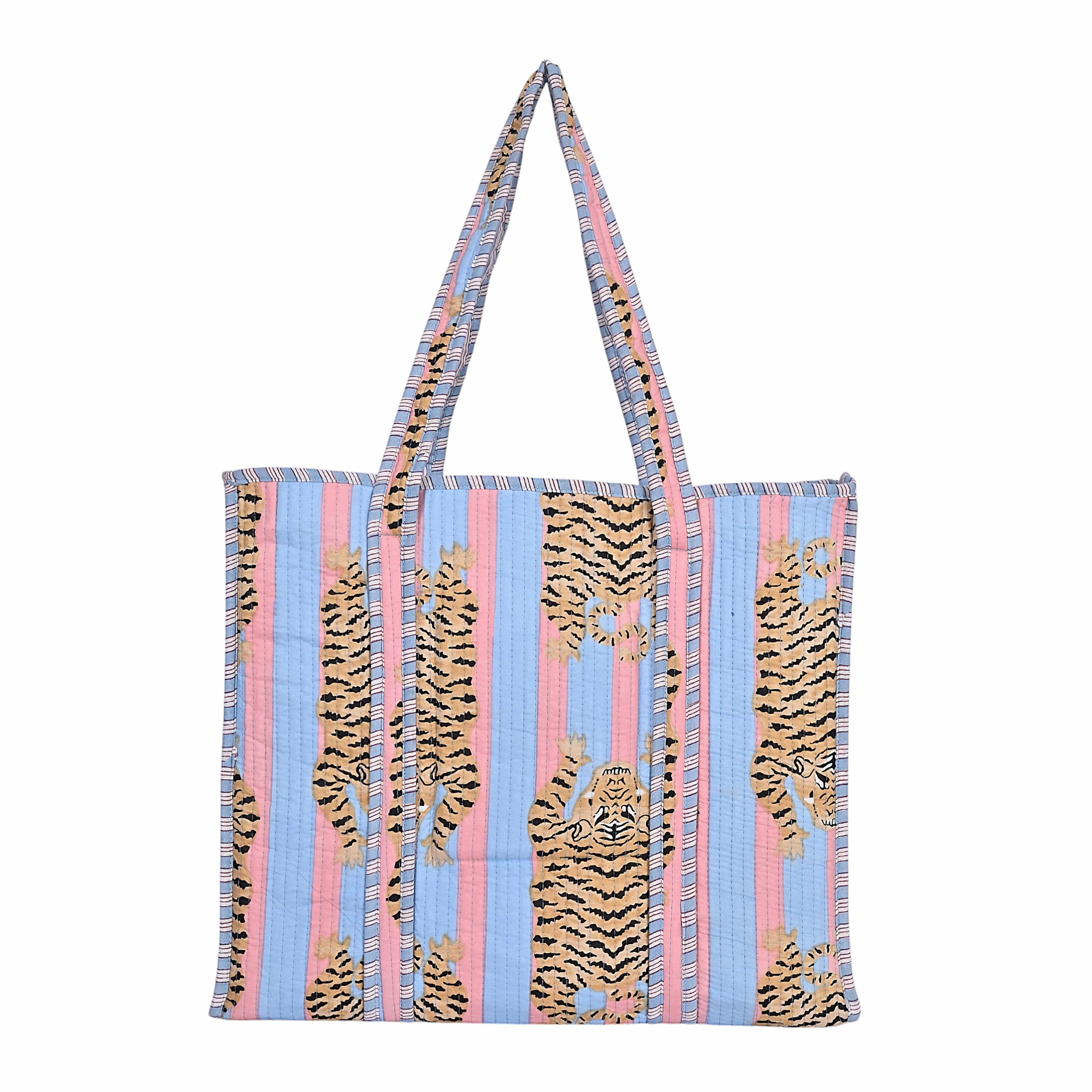 The Tibetan Tiger Tote — handmade hand block printed cotton tote bag, ethically made in Rajasthan, India