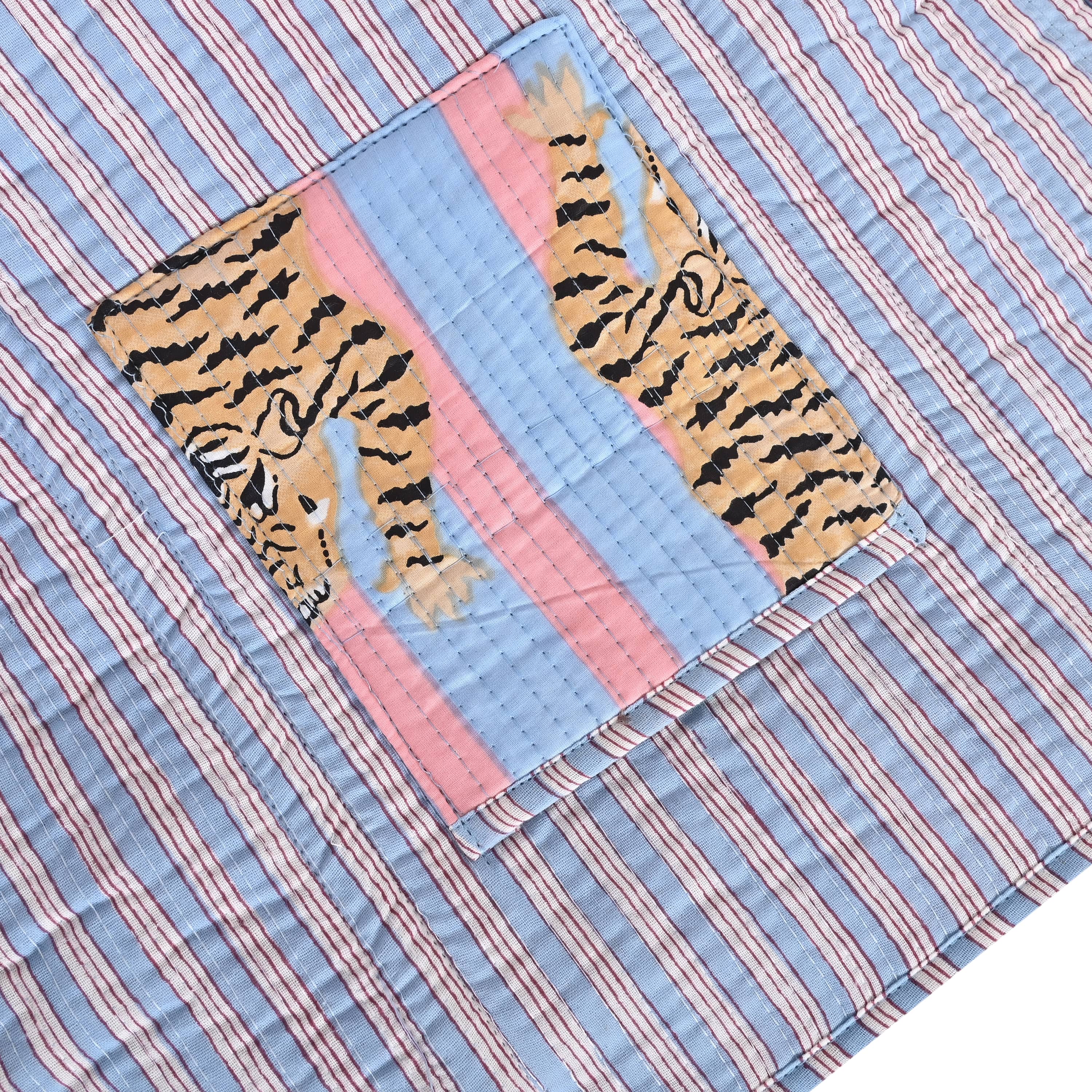 The Tibetan Tiger Tote — handmade hand block printed cotton tote bag, ethically made in Rajasthan, India