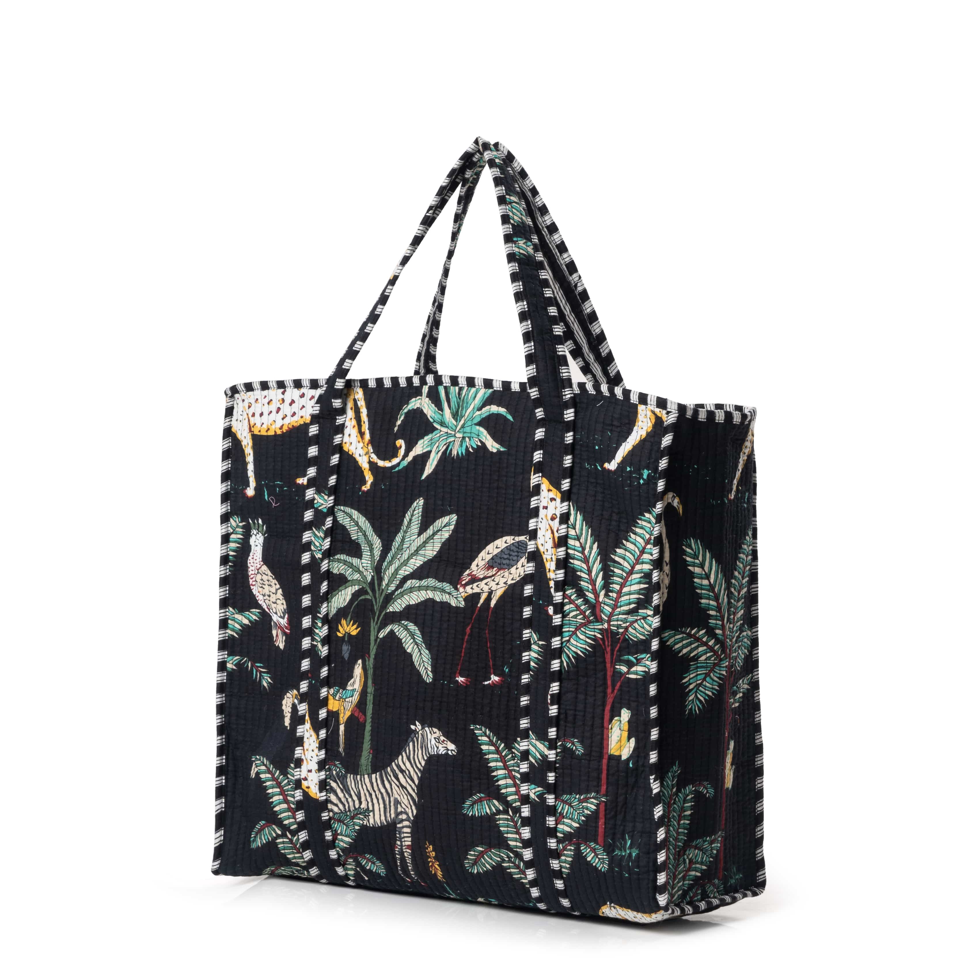 The Jungle Tote — handmade hand block printed cotton tote bag, ethically made in Rajasthan, India