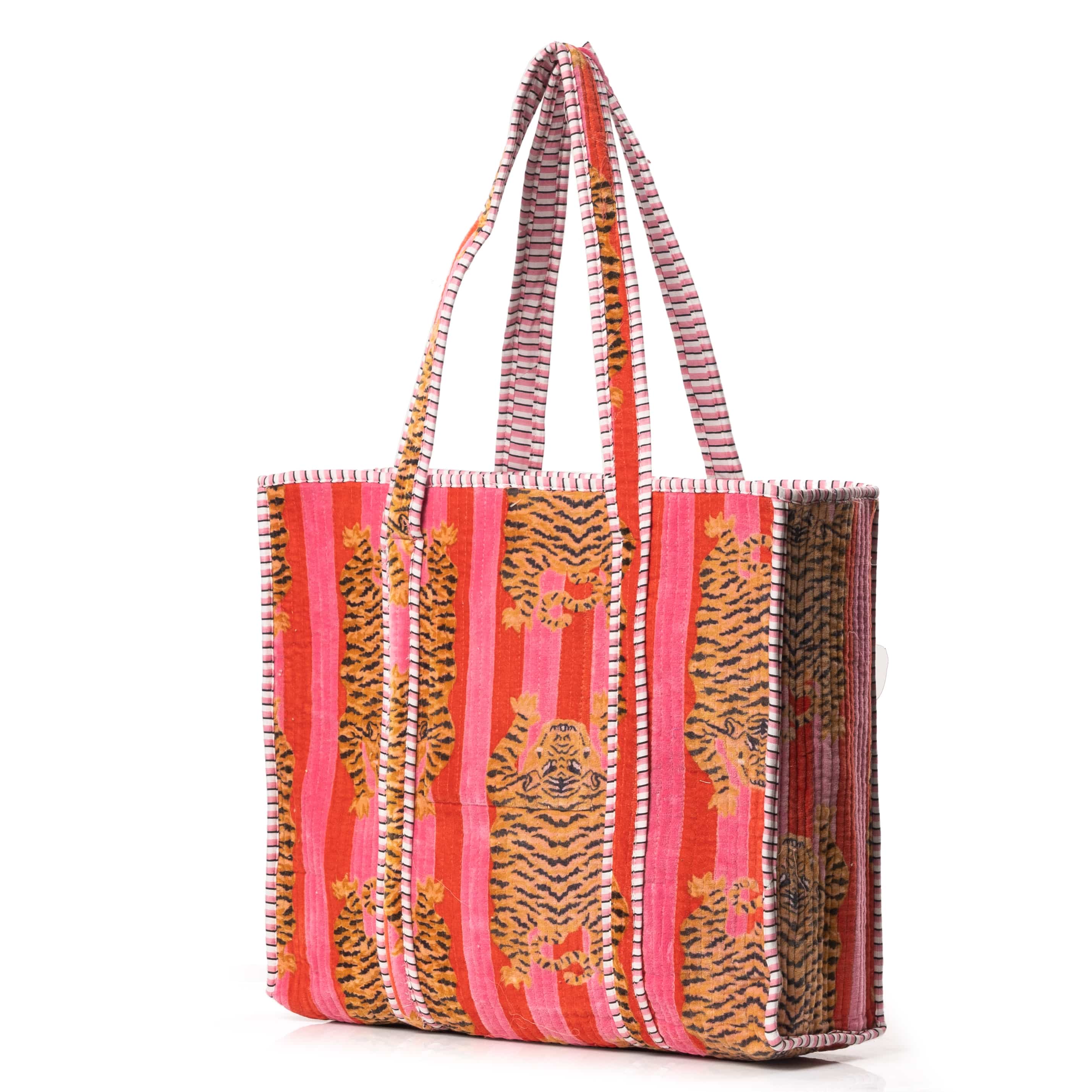 The Tibetan Tiger Tote — handmade hand block printed cotton tote bag, ethically made in Rajasthan, India