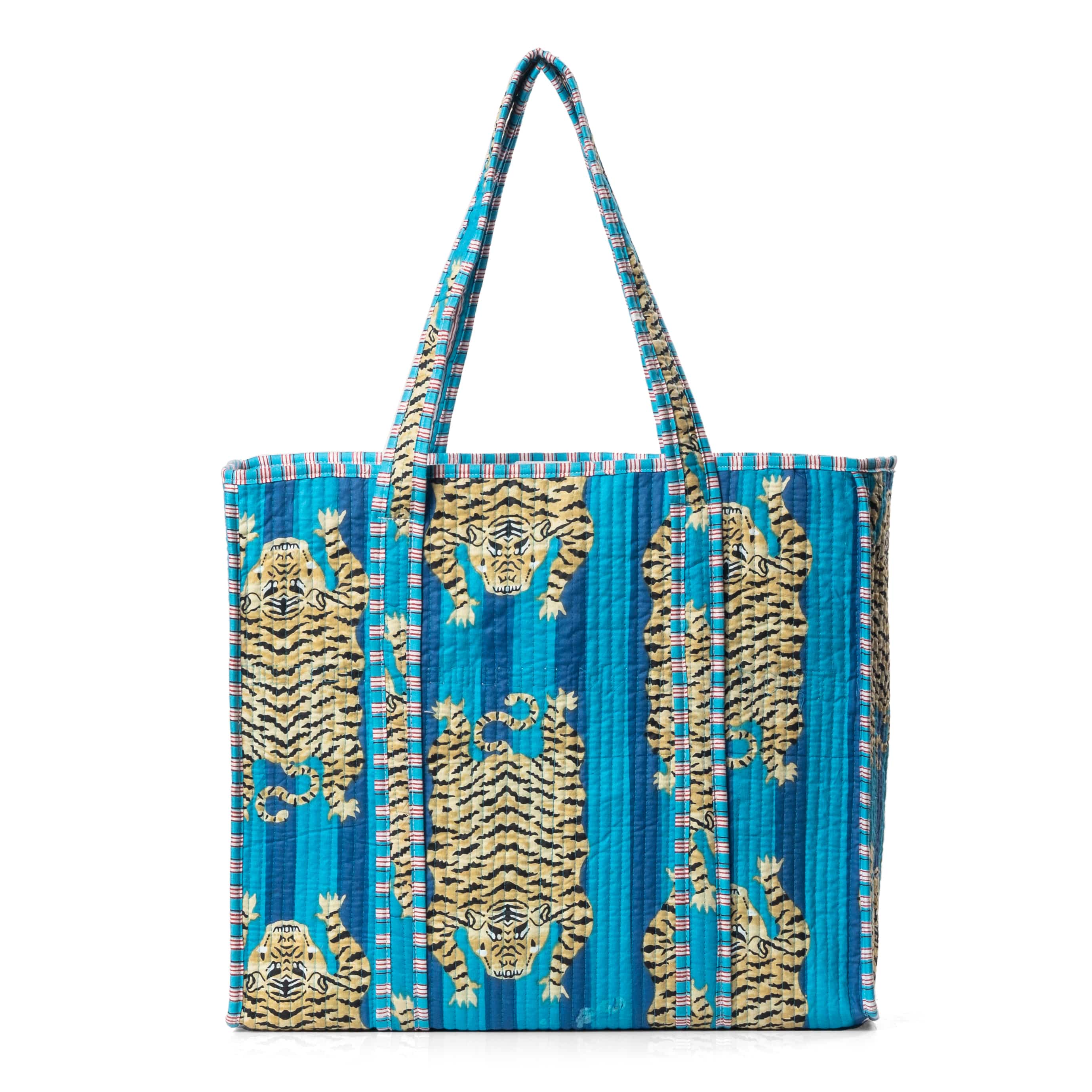 The Tibetan Tiger Tote — handmade hand block printed cotton tote bag, ethically made in Rajasthan, India