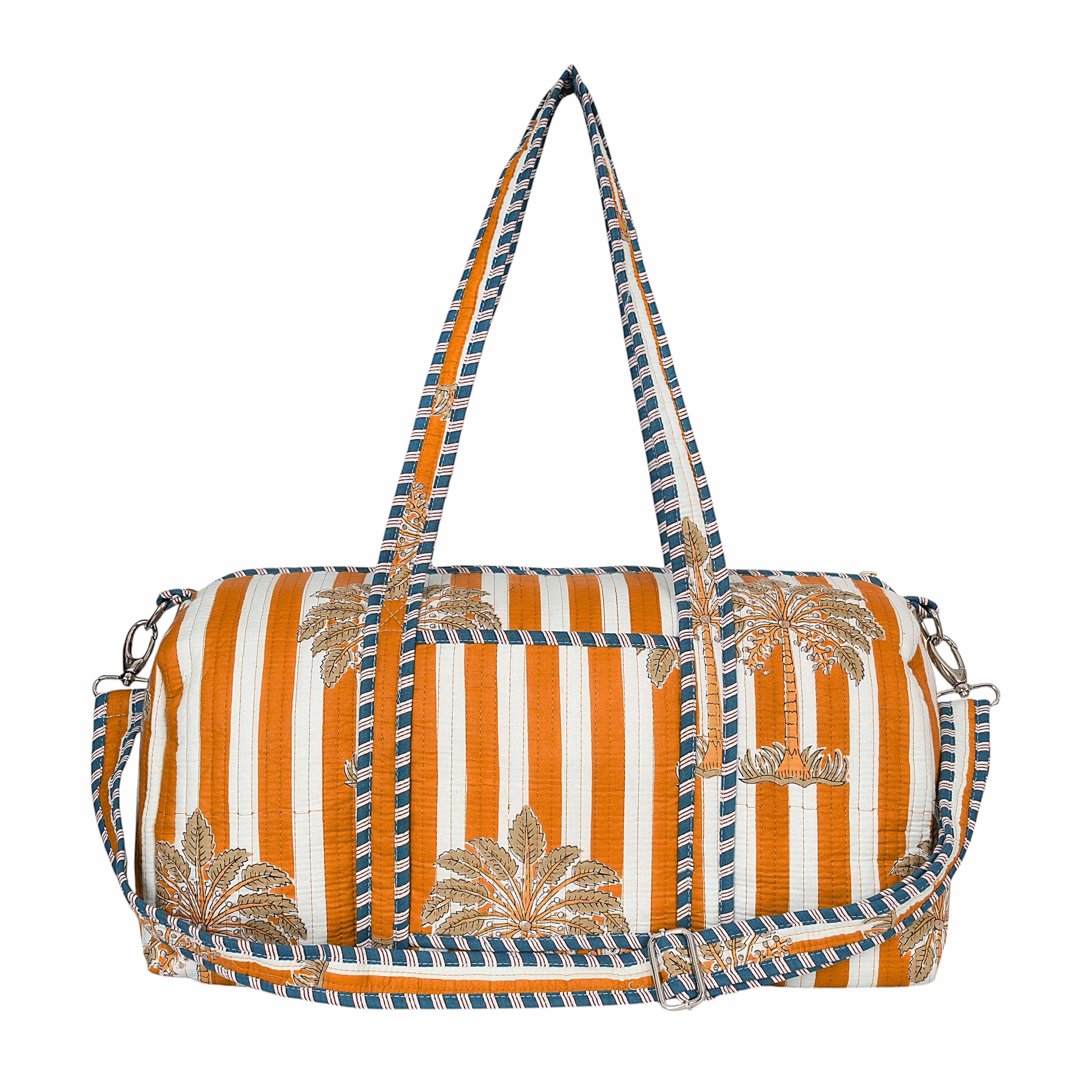 The Palm Weekender — handmade hand block printed cotton weekender bag, ethically made in Rajasthan, India