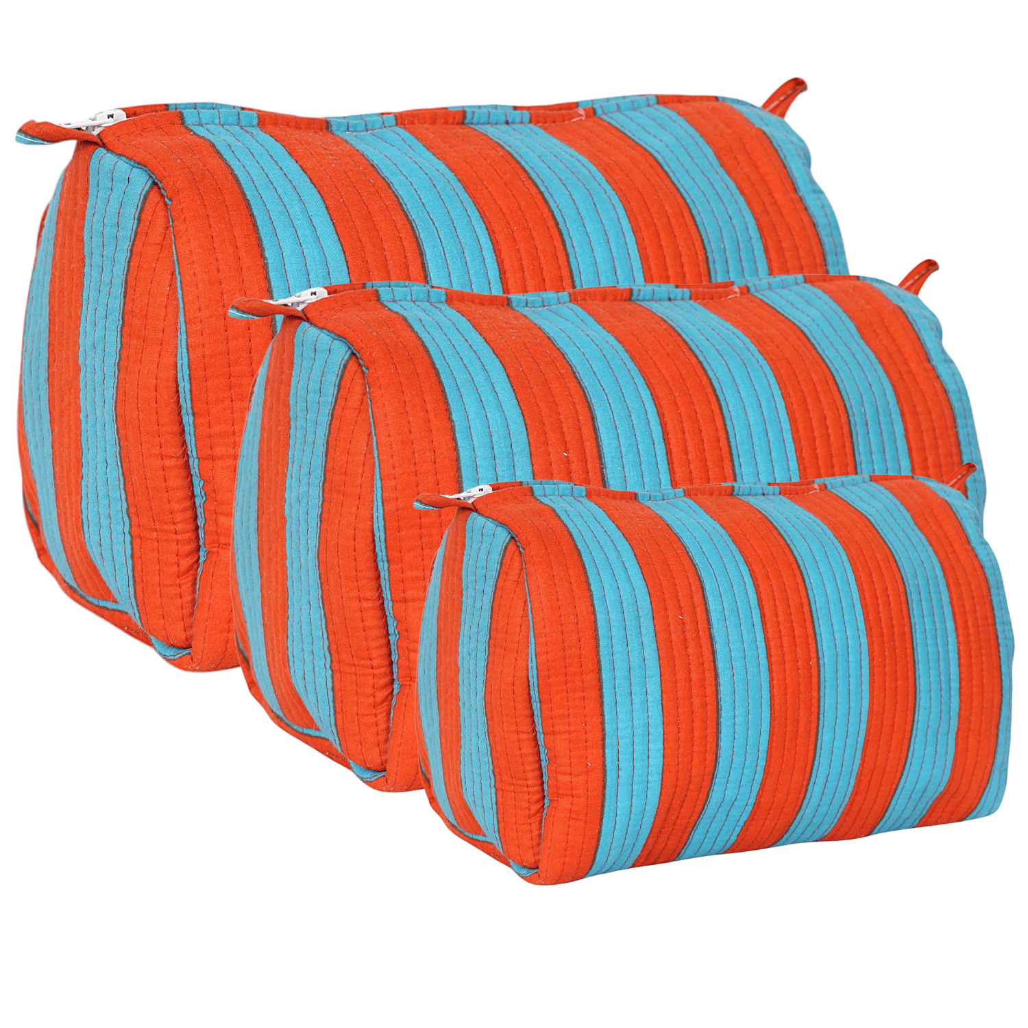 The Striped Travel Set — handmade cotton travel pouch set, ethically made in Rajasthan, India