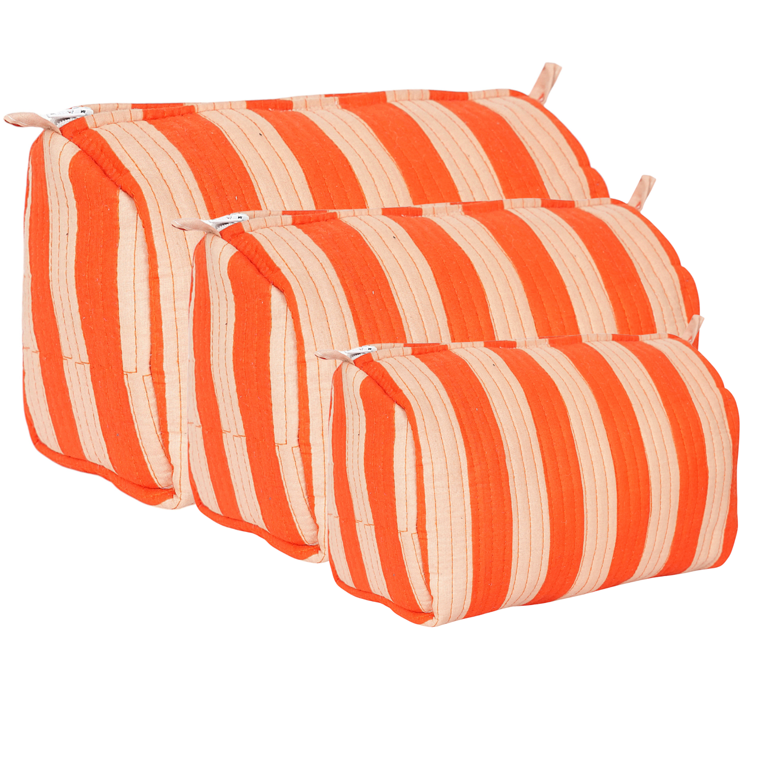 The Striped Travel Set — handmade hand block printed cotton travel pouch set, ethically made in Rajasthan, India