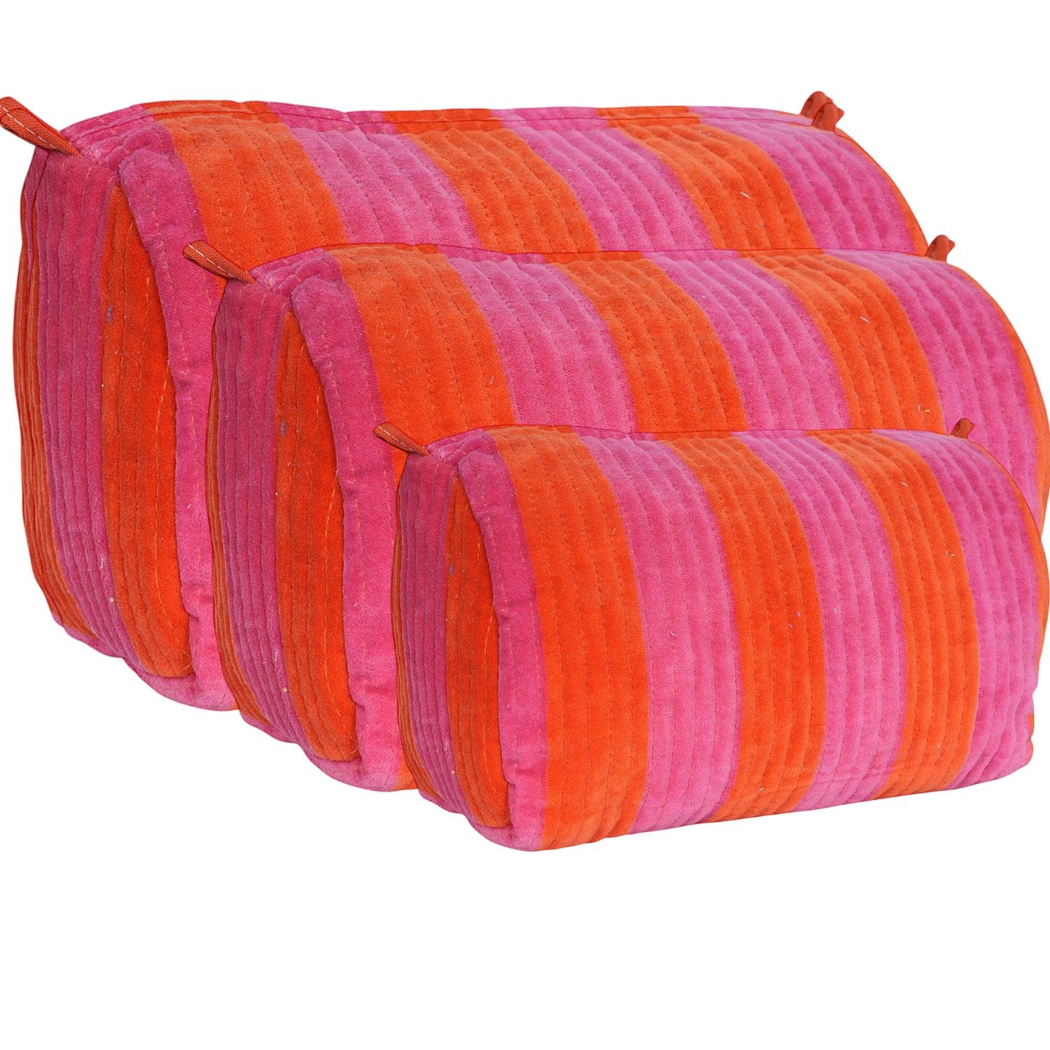 The Striped Velvet Travel Set — handmade quilted velvet travel pouch set, ethically made in Rajasthan, India