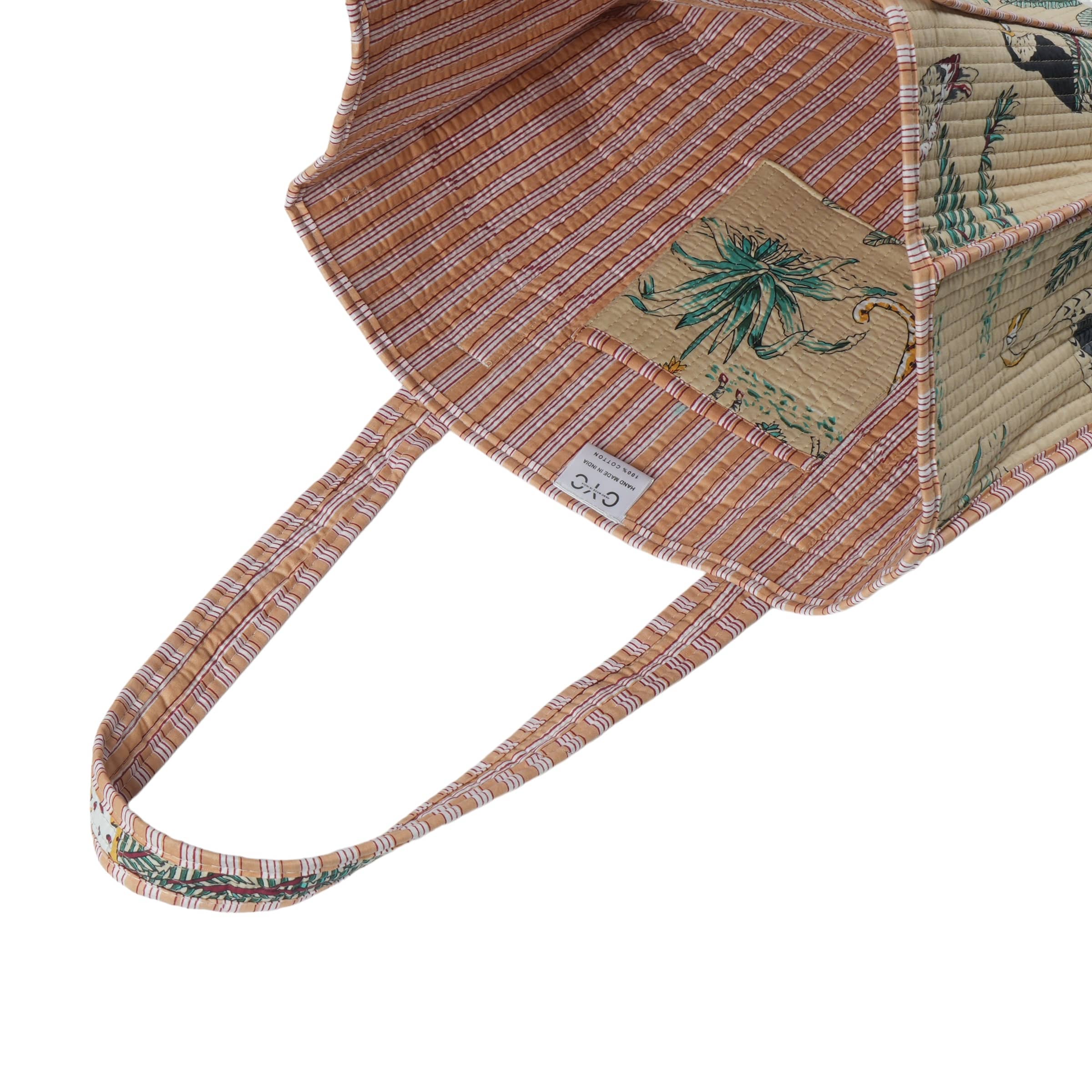 The Jungle Tote — handmade hand block printed cotton tote bag, ethically made in Rajasthan, India