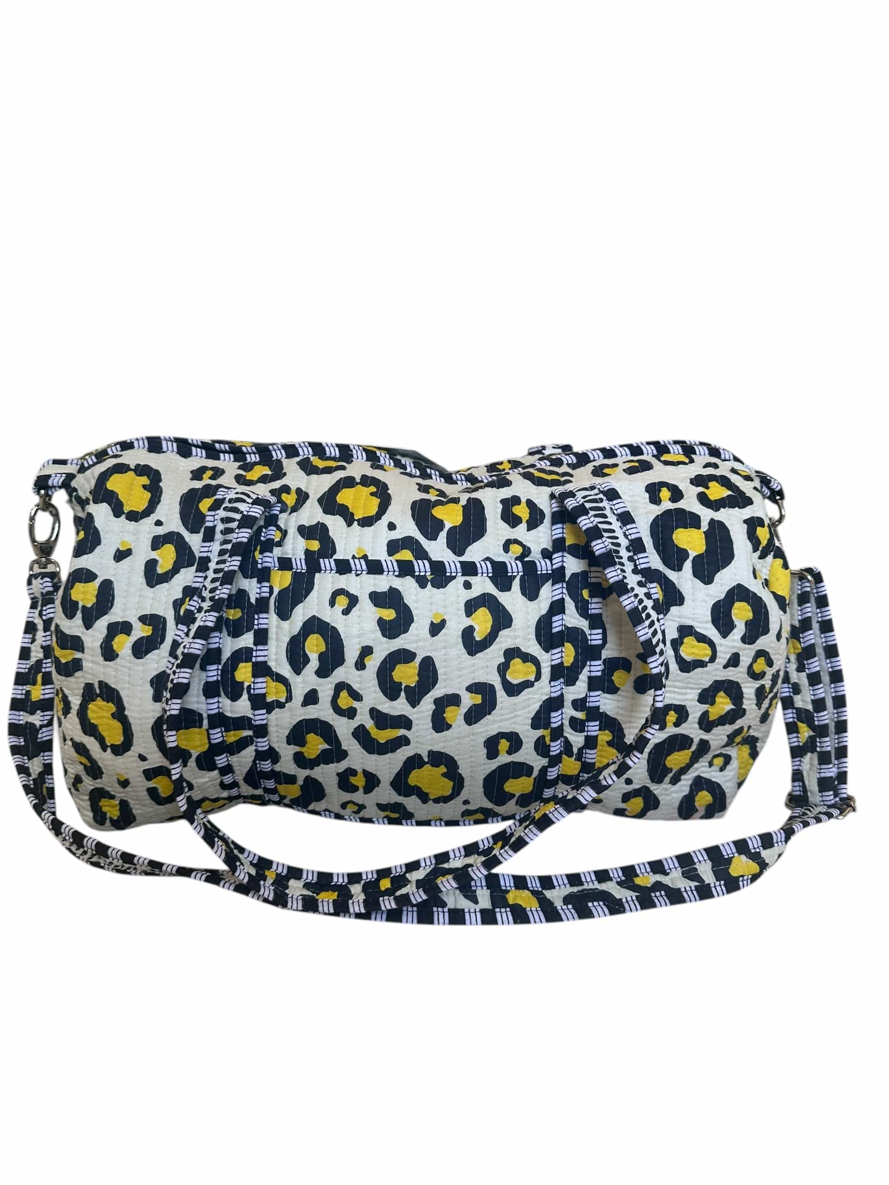 The Leopard Cotton Weekender — handmade hand block printed cotton weekender bag, ethically made in Rajasthan, India