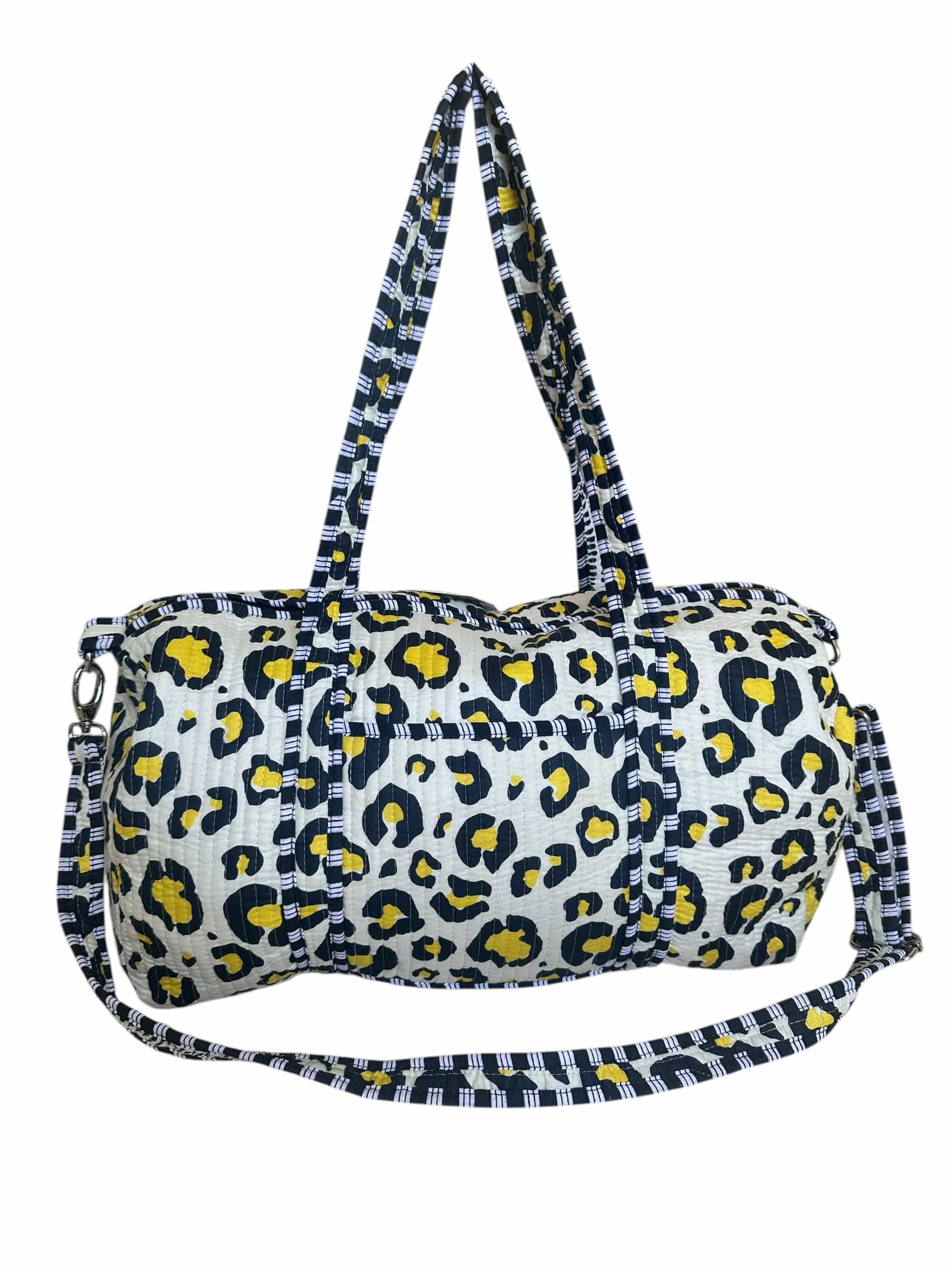 The Leopard Cotton Weekender — handmade hand block printed cotton weekender bag, ethically made in Rajasthan, India