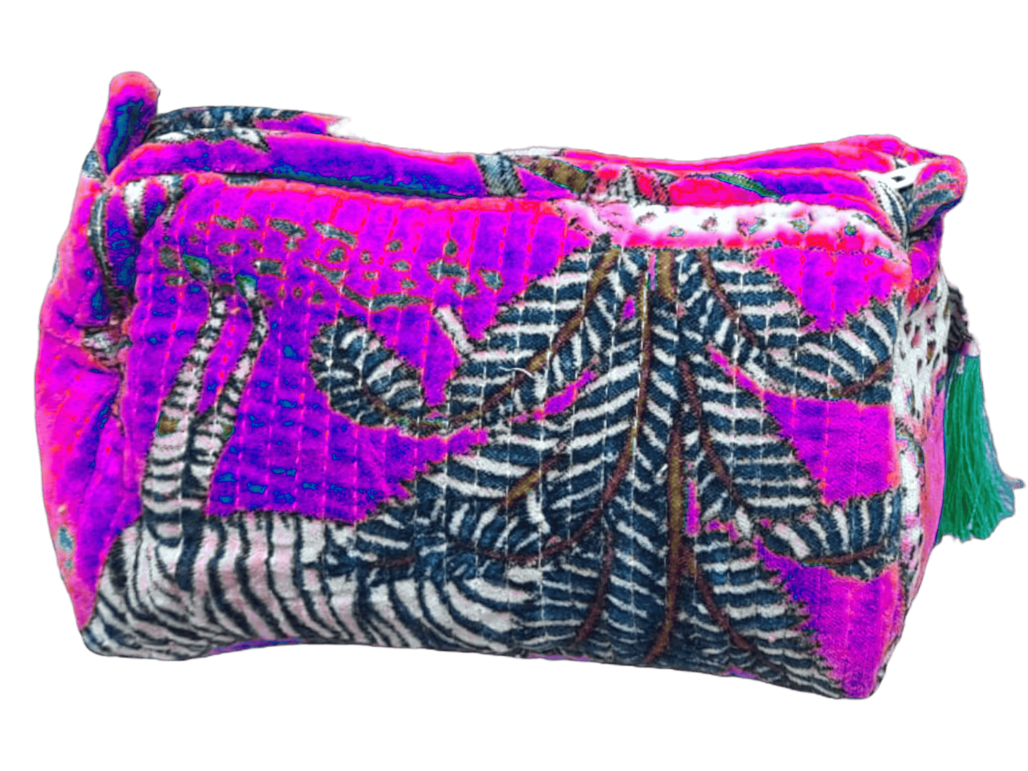The Jungle Velvet 3 Piece Travel Set — handmade quilted velvet travel pouch set, ethically made in Rajasthan, India