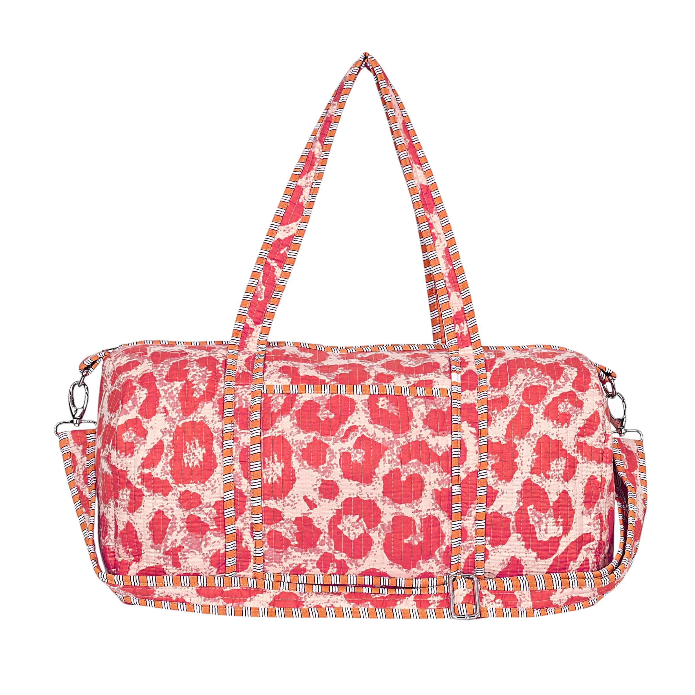 The Leopard Cotton Weekender — handmade hand block printed cotton weekender bag, ethically made in Rajasthan, India