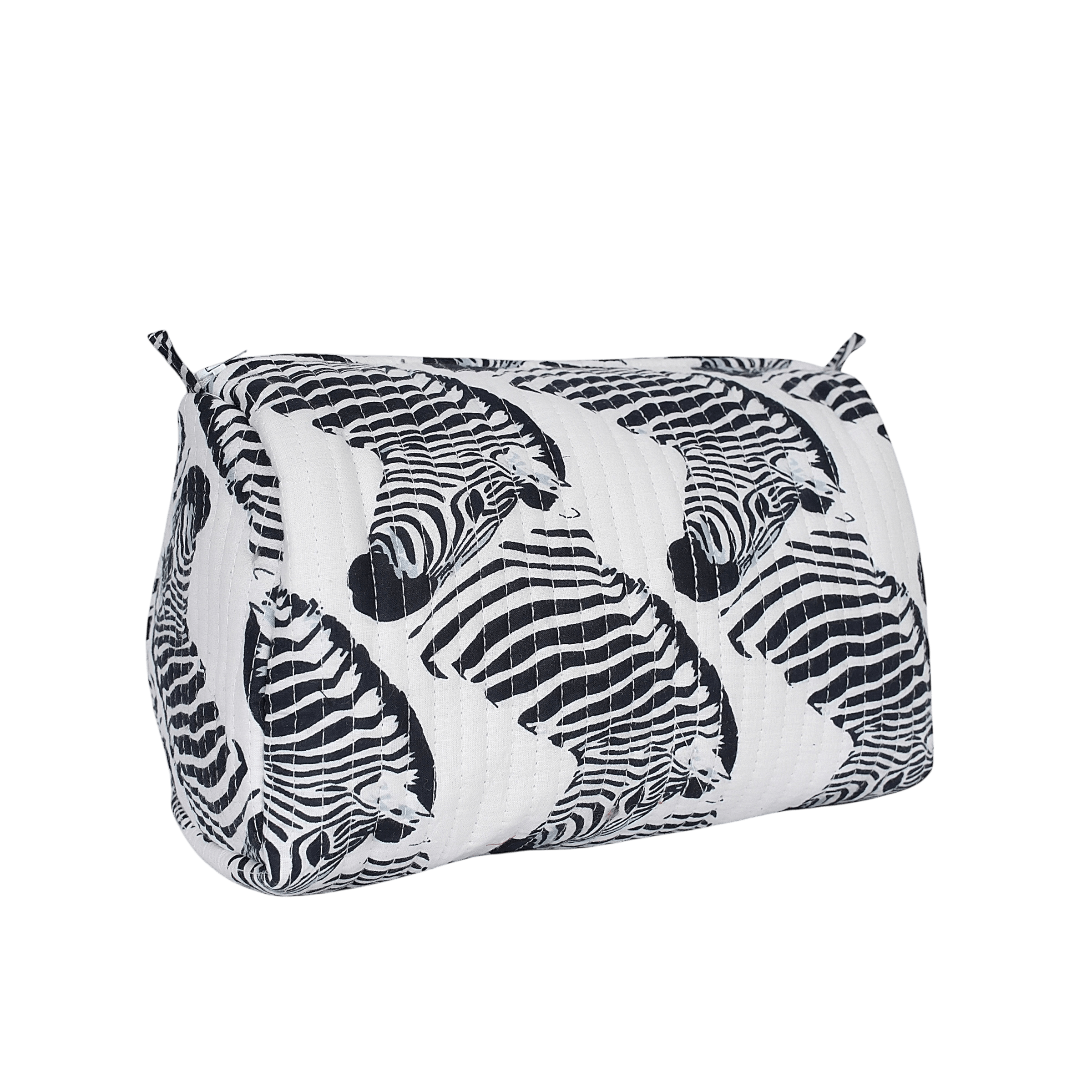 The Zebra Travel Set — handmade hand block printed cotton travel pouch set, ethically made in Rajasthan, India