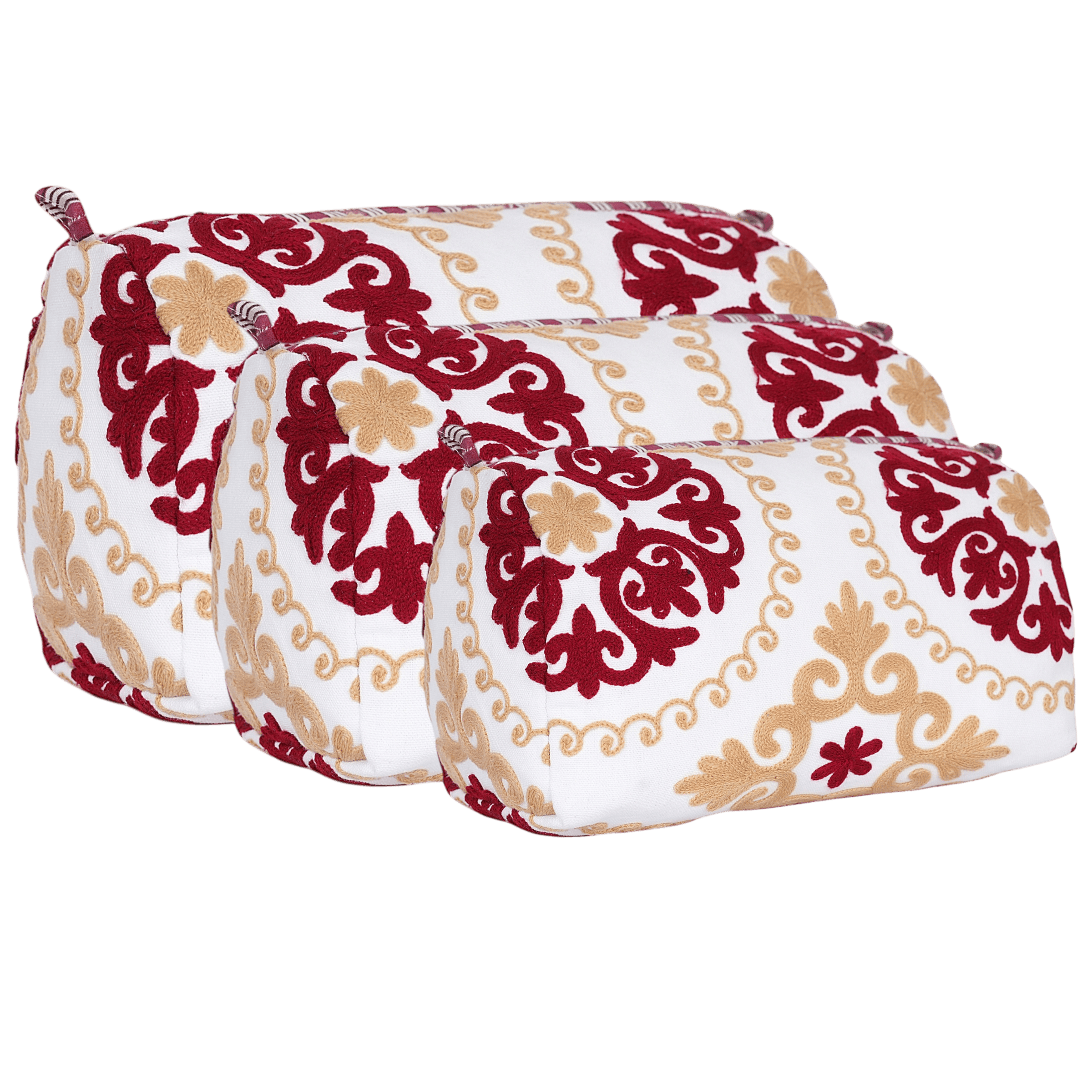 The Suzani Three Piece Travel Set — handmade hand block printed cotton travel pouch set, ethically made in Rajasthan, India