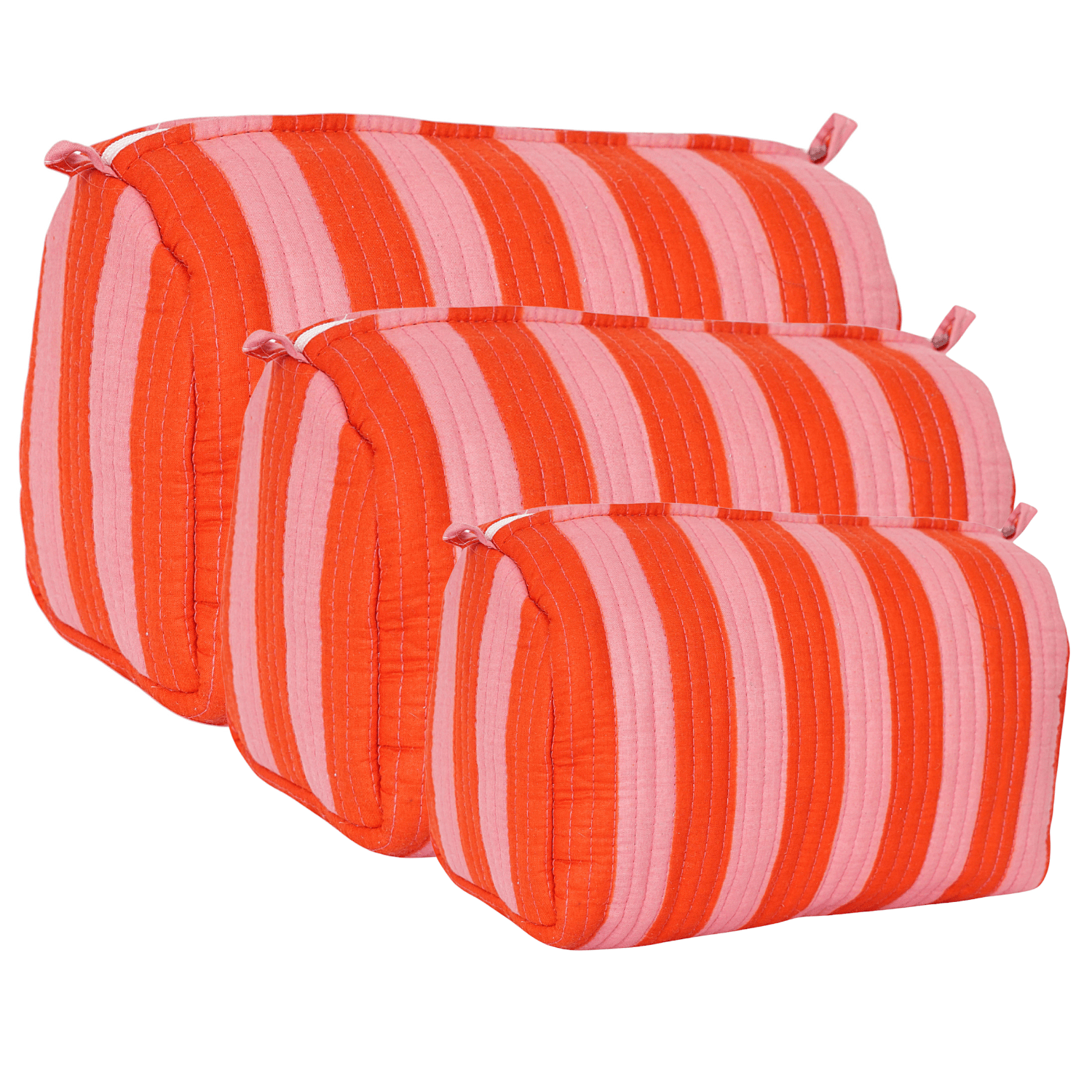 The Striped Travel Set — handmade hand block printed cotton travel pouch set, ethically made in Rajasthan, India