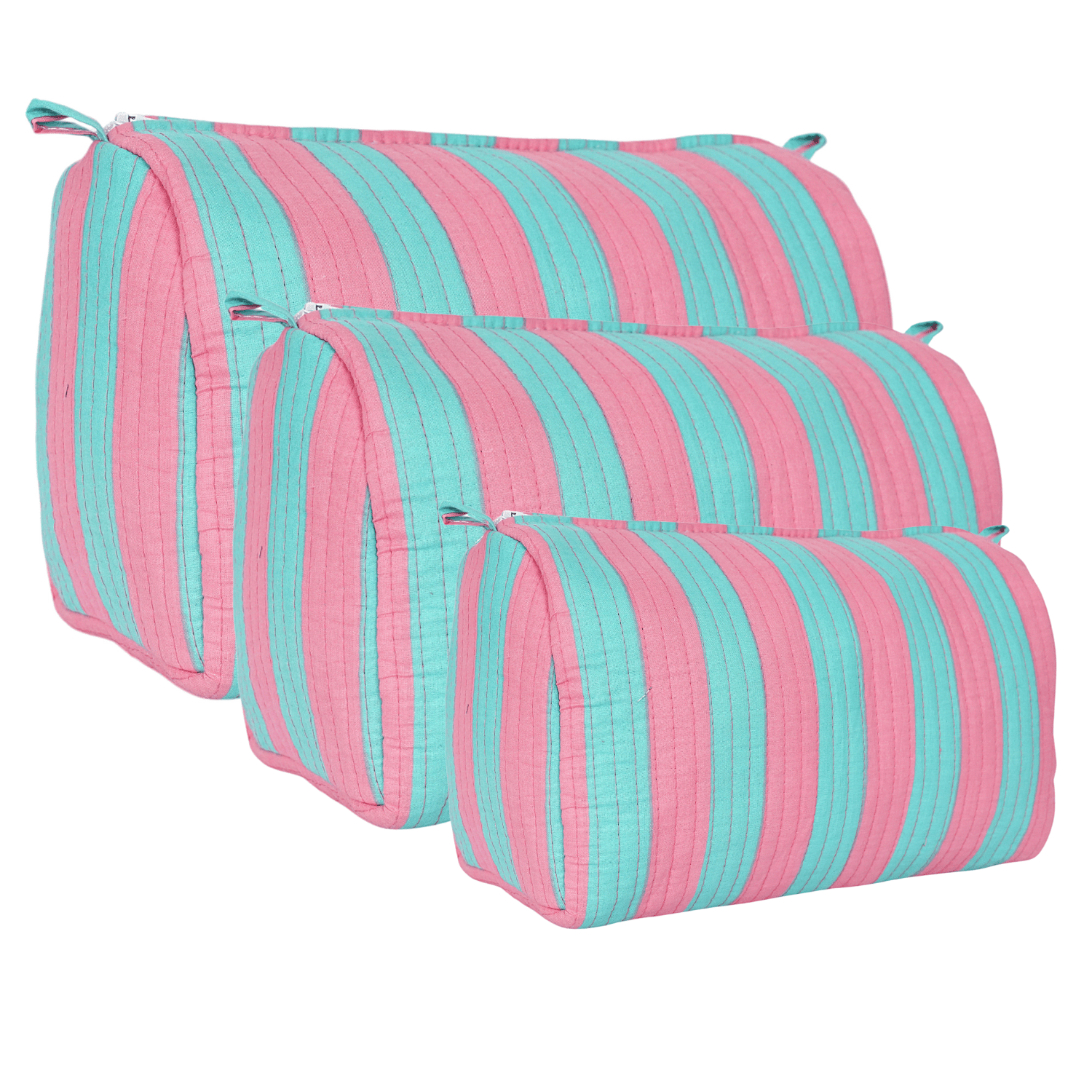 The Striped Travel Set — handmade cotton travel pouch set, ethically made in Rajasthan, India