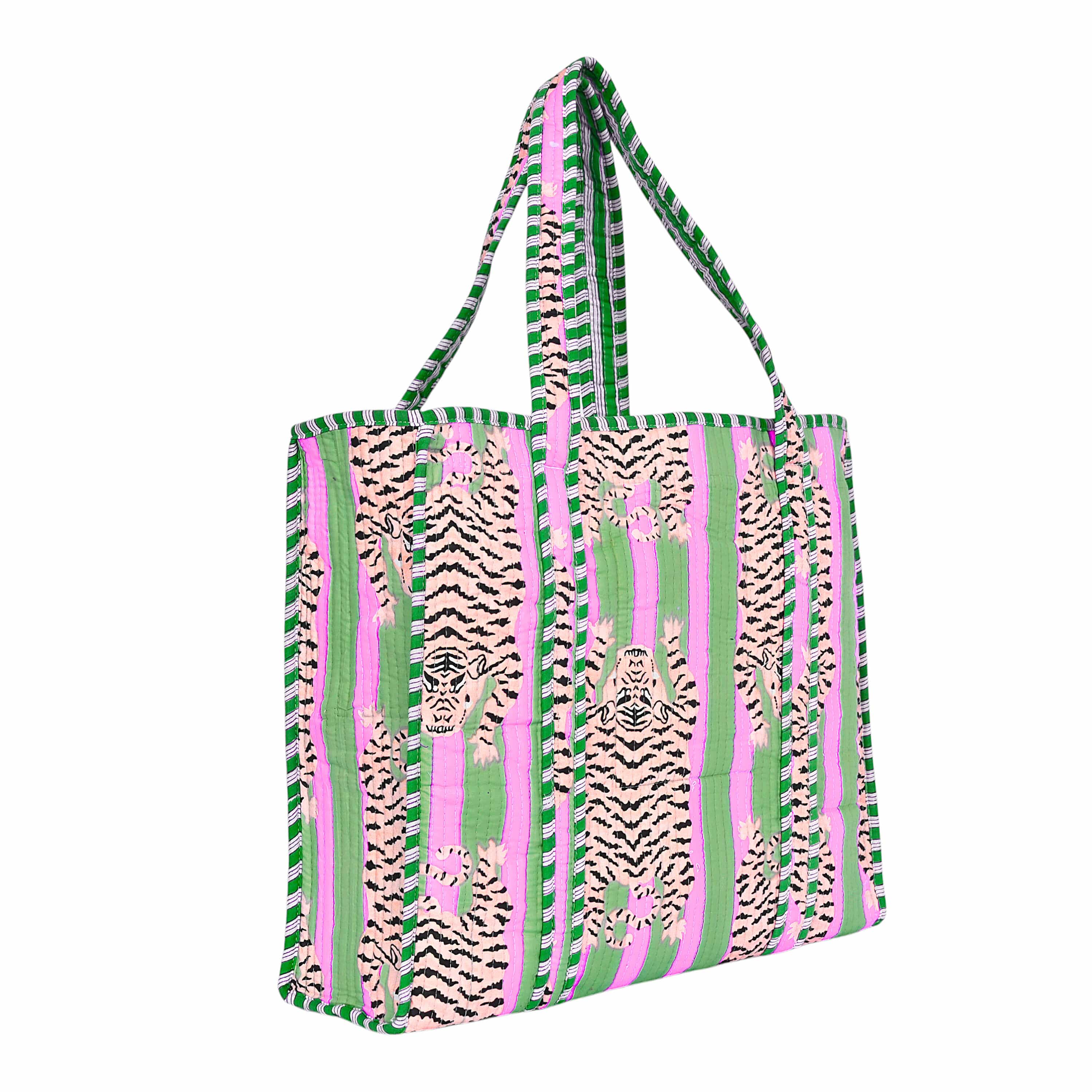 The Tibetan Tiger Tote — handmade hand block printed cotton tote bag, ethically made in Rajasthan, India